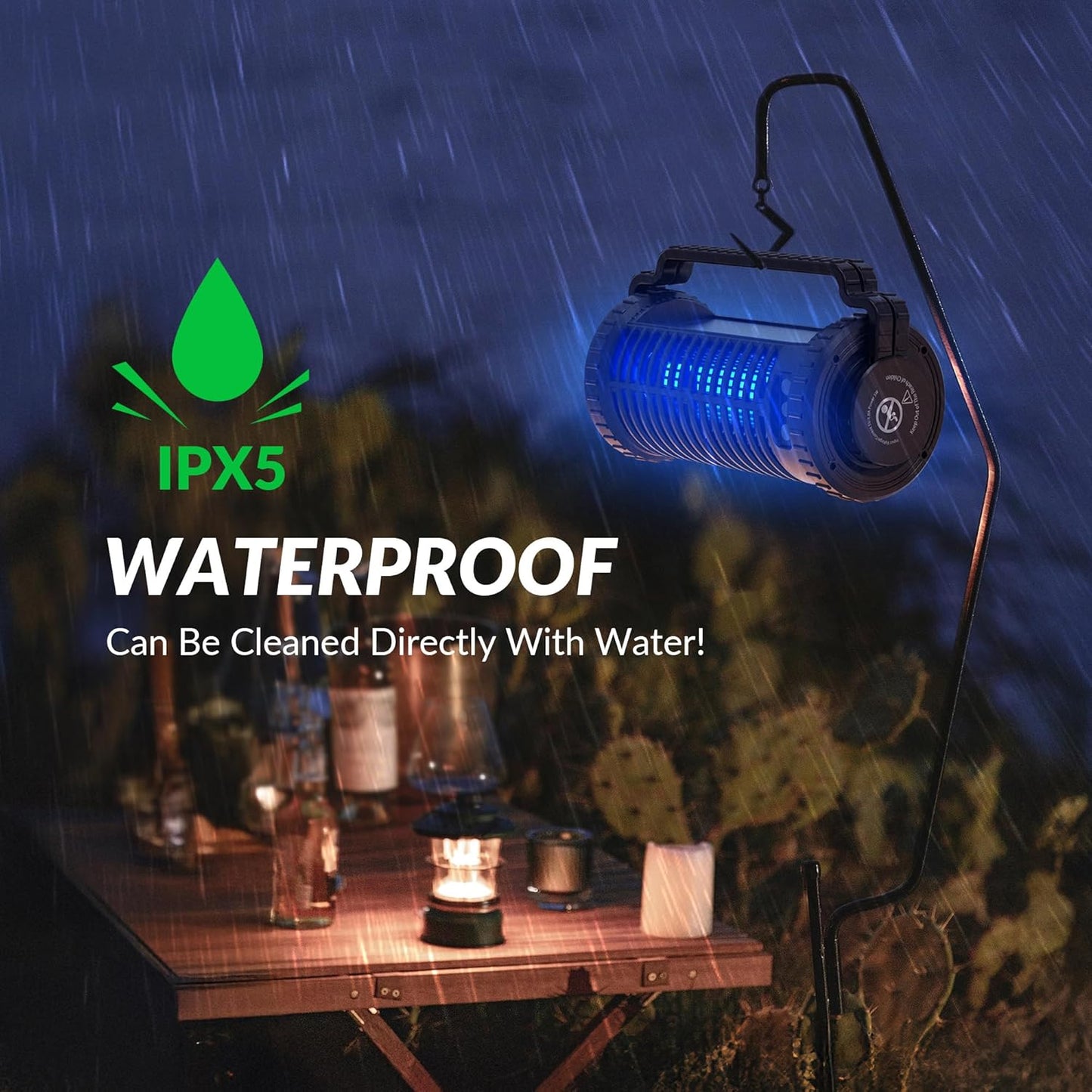 Solar-Powered Mosquito Killer & Bug Zapper, 4200V Voltage, IP5 Waterproof, ABS Fireproof Material, Large Coverage Area (1/2 Acre), Long-Lasting LED Lamp Beads，(Black)