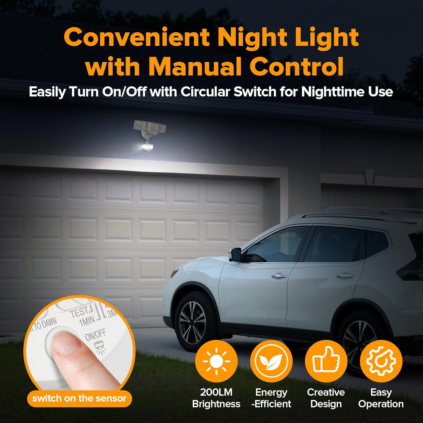 LUTEC 84W 9500LM LED Security Light Motion Sensor Outdoor Lights with Night Light, 4 Head LED Flood Lights Outdoor 5000K Daylight, IP65 Waterproof, Motion Detected Lights for Outside (White)