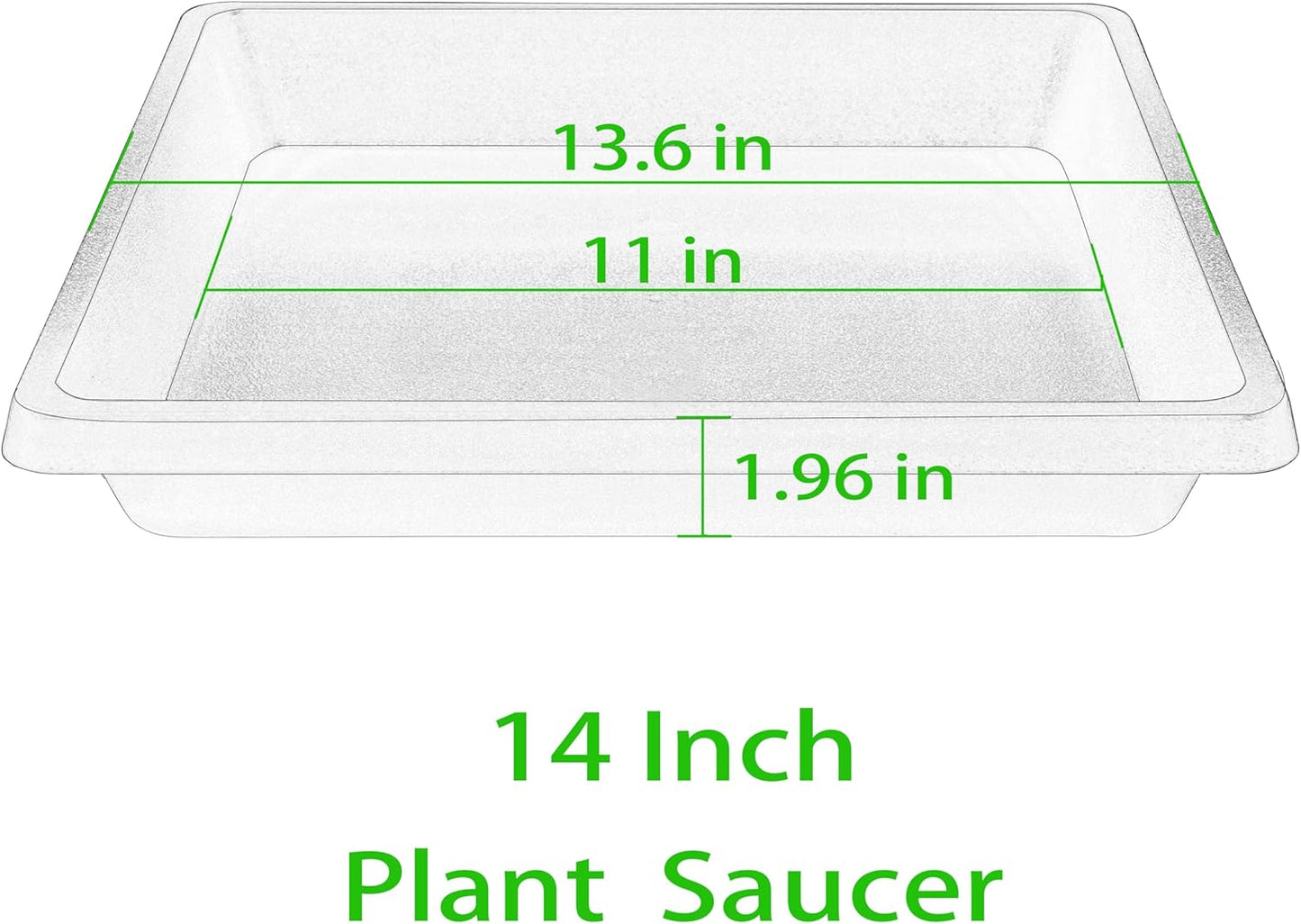14 Inch 2 Pack Square Plant Saucer, Durable Plastic Plant Trays for Pots-Indoor Outdoor, Durable and Thicker Large Plant Drip Trays, 6 8 10 12 13 16 18 20 Flower Planter Saucers for Potted Plants