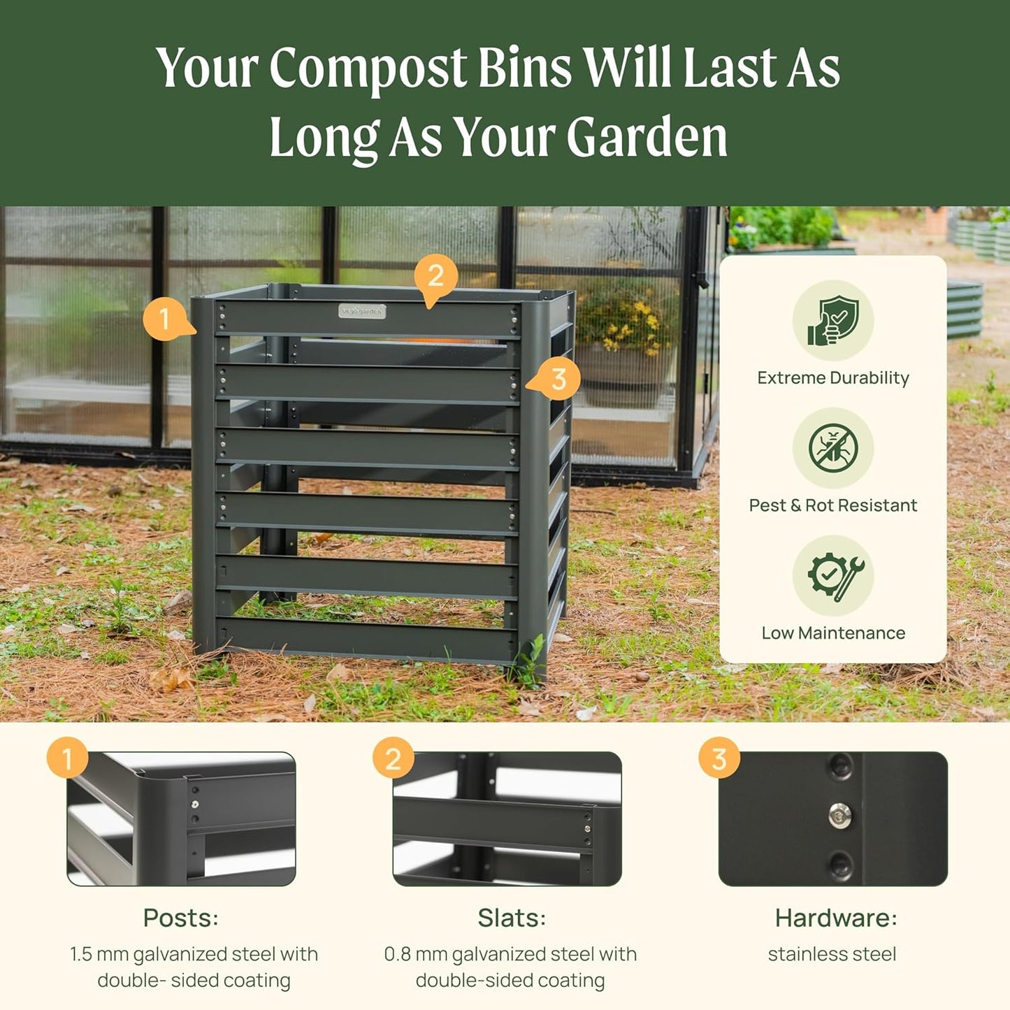 Vego Garden 32" Tall Modular Compost Bin 30" x 30" x 32"