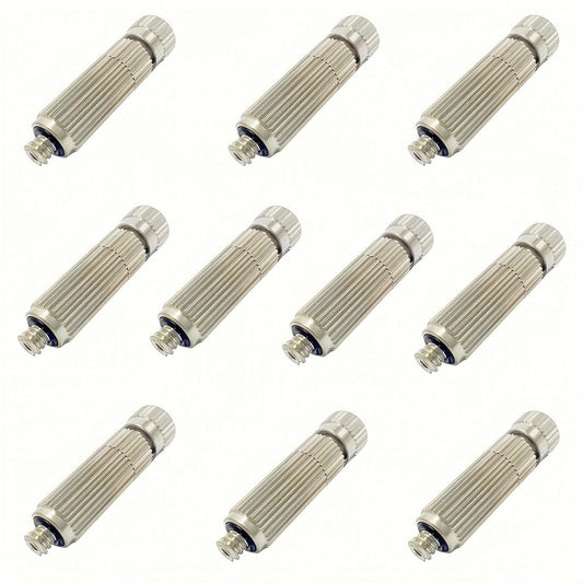 High Pressure Brass Nickel Plated Misting Nozzle for Outdoor Cooling Mist System, 0.6mm Ceramics Orifice, Anti-Drip Cleanable, 10pcs