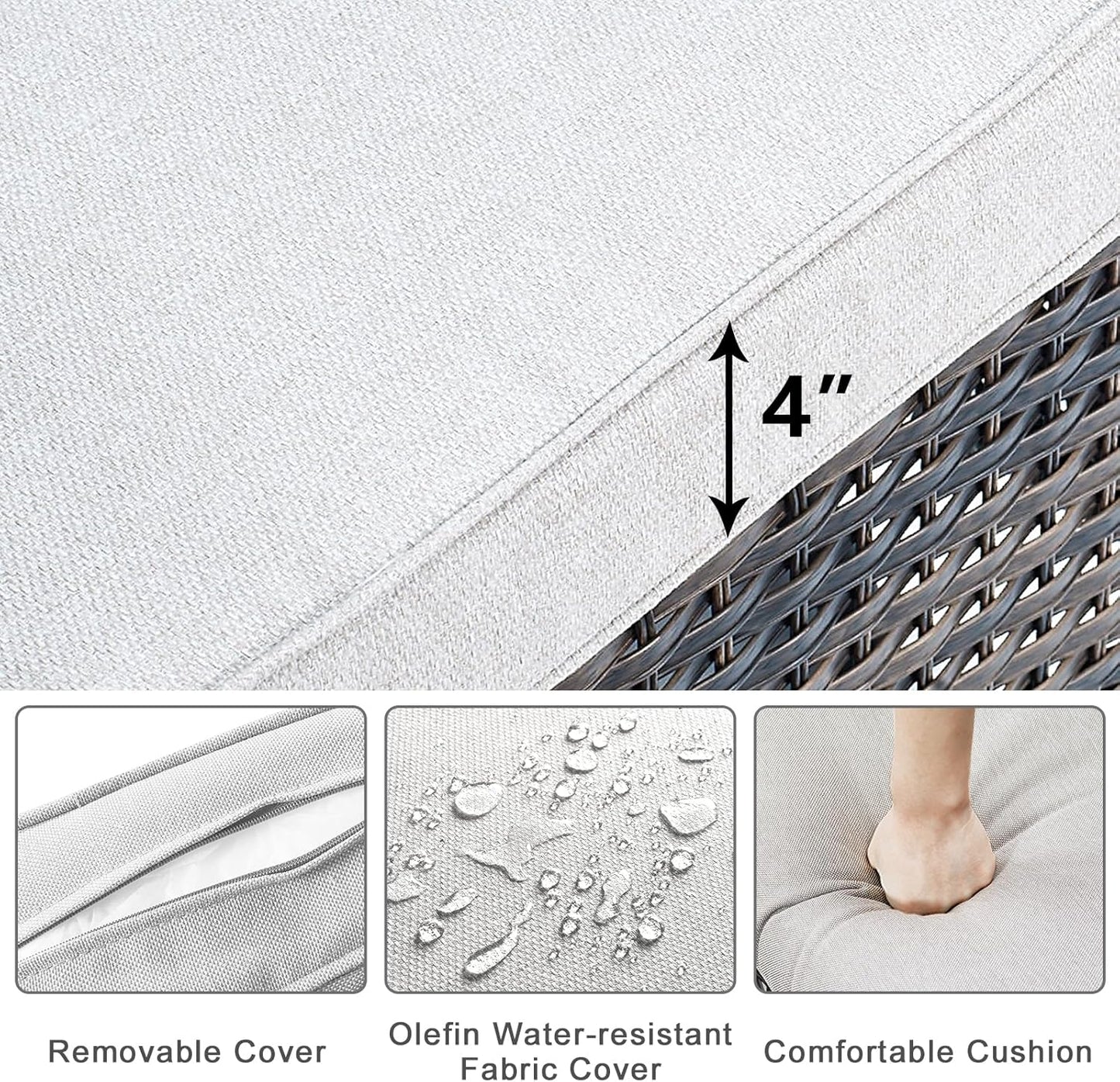 HUMMUH 6-Piece Patio Furniture PE Wicker Outdoor Conversation Set,All-Weather Rattan Swivel Rocker Chairs Outdoor Couch Ottomans for Backyard,Poolside,Deck