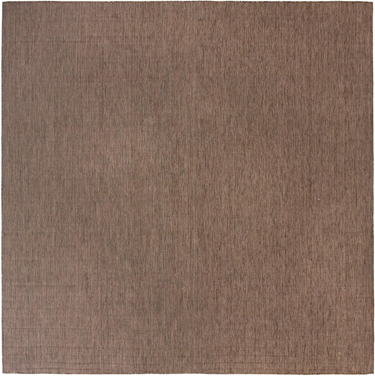 Unique Loom Collection Casual Transitional Solid Heathered Indoor/Outdoor Flatweave Area Rug (13' Square, Light Brown/Ivory)