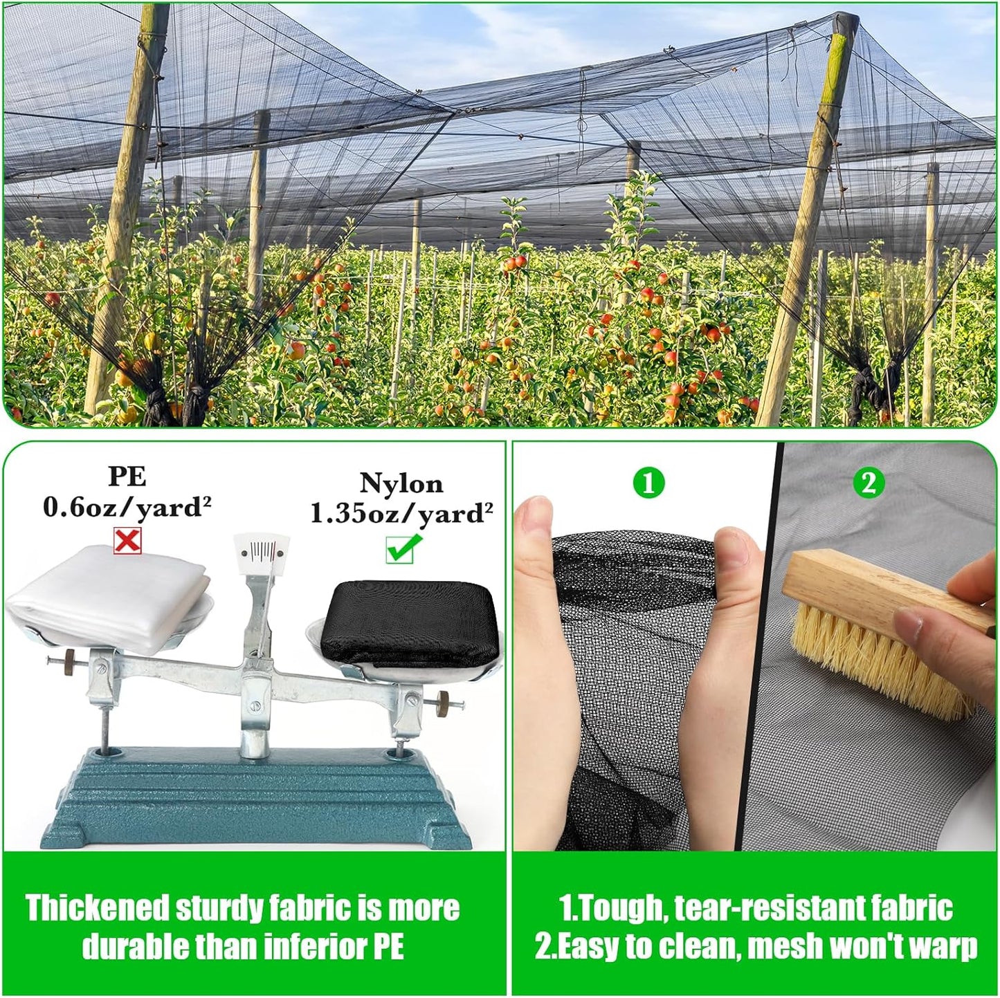 9.8 x 32.8ft Thicker Garden Mesh Netting,Ultra Fine Plant Row Covers,PPT Nano Mosquito Netting Screen Bird Barrier Net for Outdoor Vegetable Plants Fruits Flowers,Patios Balconies,33% Shading Rate