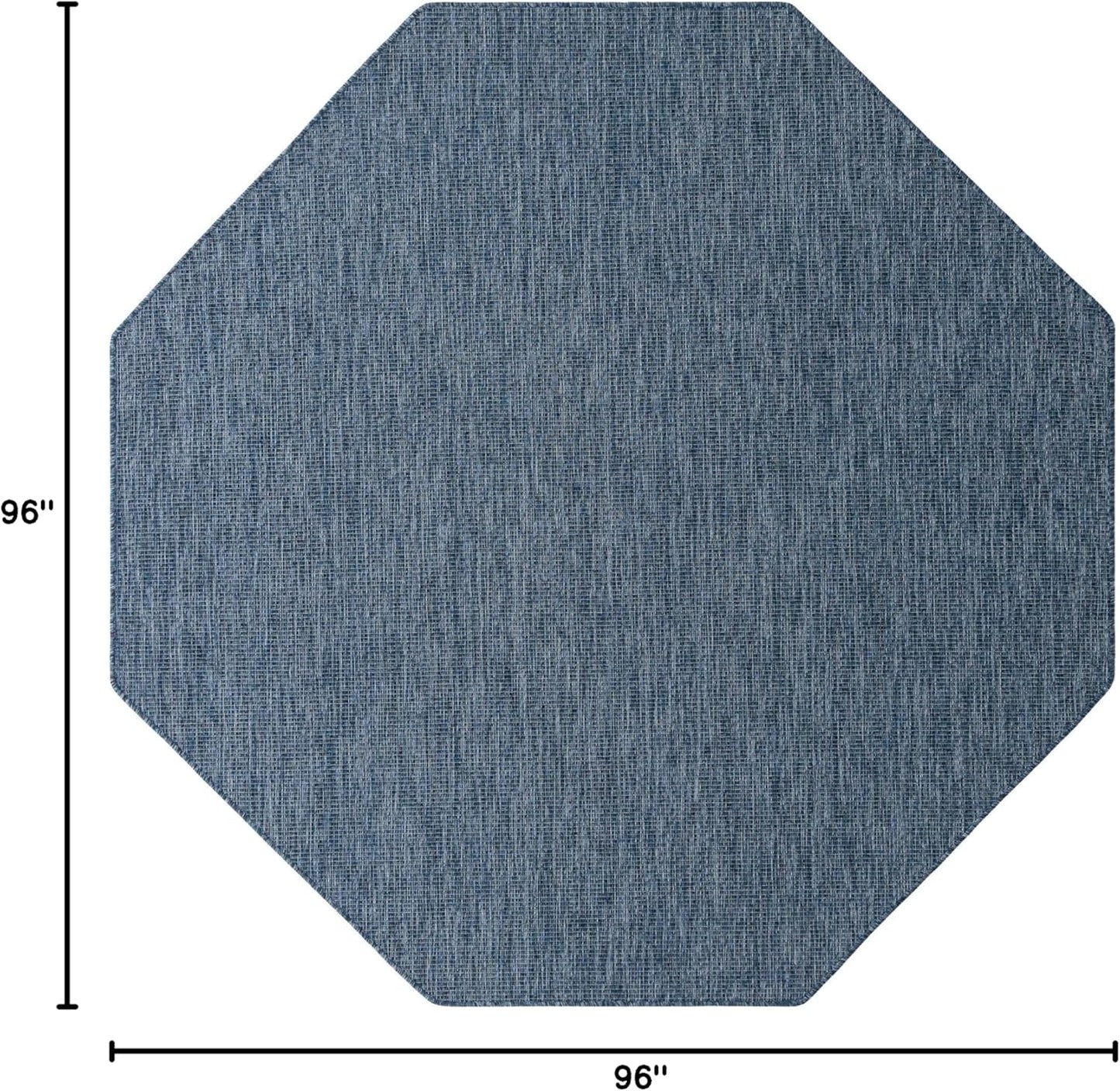 Unique Loom Collection Casual Transitional Solid Heathered Indoor/Outdoor Flatweave Area Rug (8' Octagon, Blue/Navy Blue)