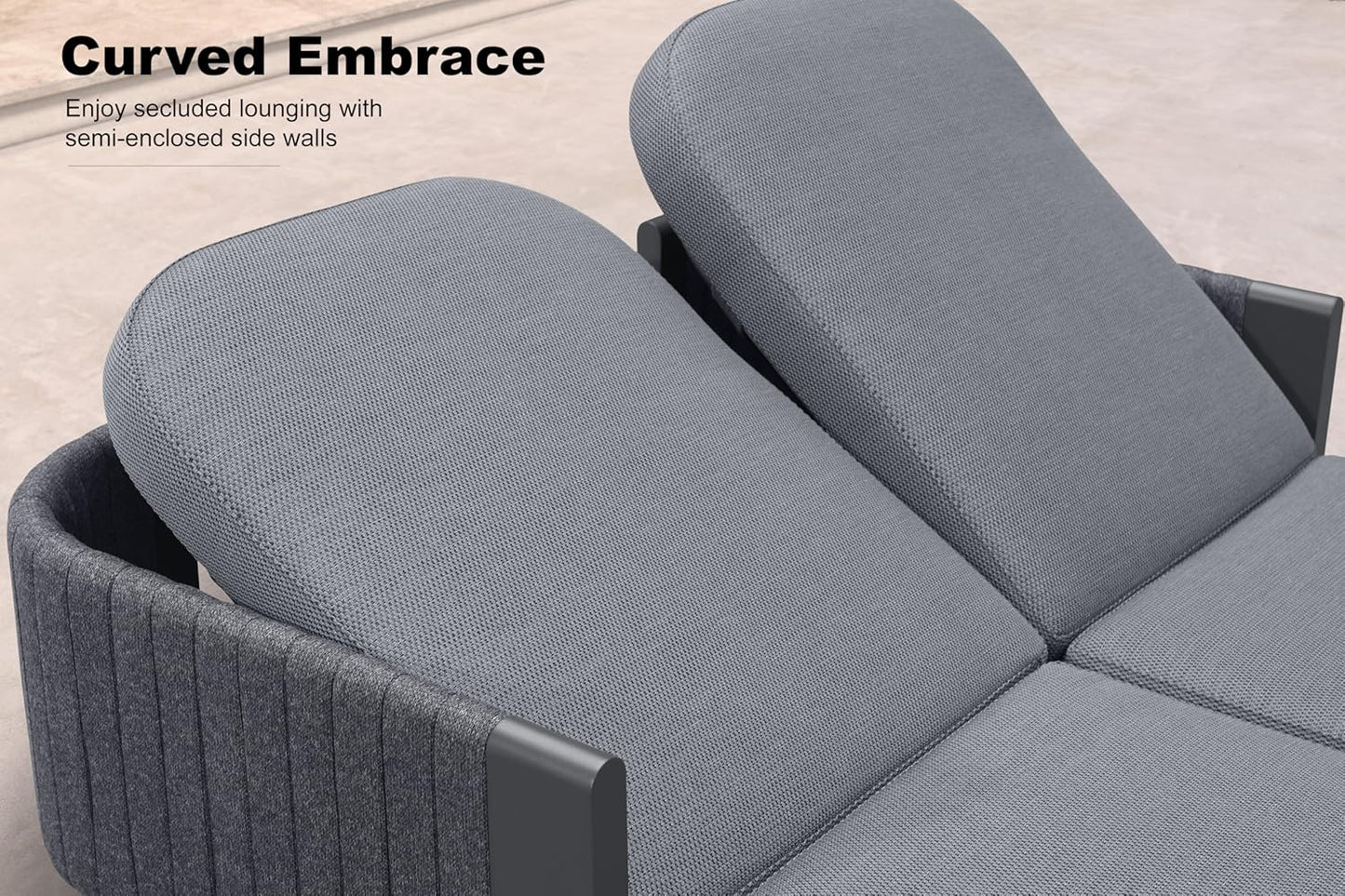 PURPLE LEAF Outdoor 2-Person Chaise Lounge with Cushions Patio Sun Chair Adjustable Backrest Reclining Chair for Poolside Moon Basalt