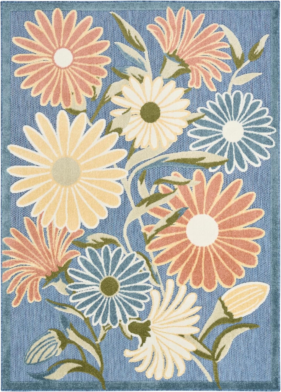 Nourison Aloha Blue Sage 7'10" x 10'6" Area Rug - Easy Clean, Non Shedding, Bed Room, Living Room, Dining Room, Kitchen (8' x 11')