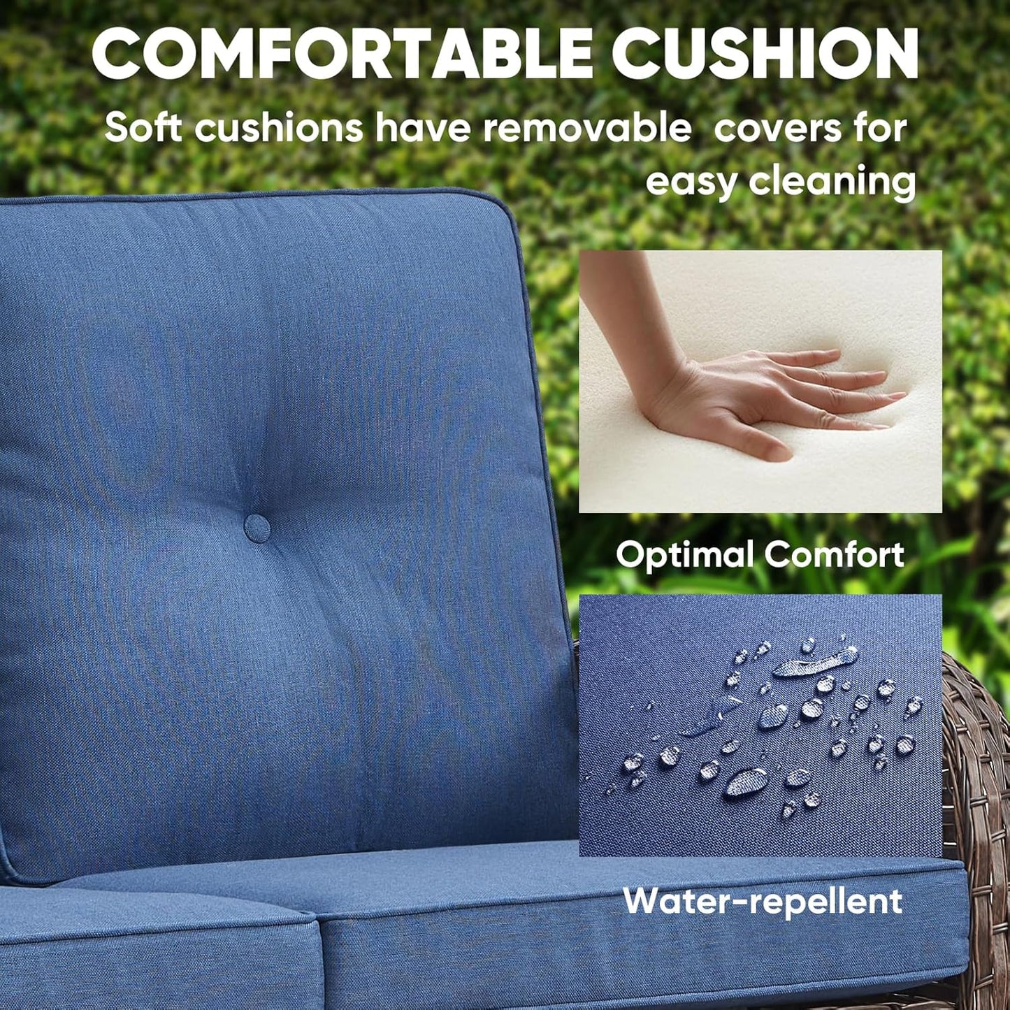 HUMMUH 4-Piece Patio Furniture Wicker Outdoor Conversation Set,All-Weather Rattan Outdoor Sofa Set Patio Chairs Coffee Table for Backyard,Porch,Deck