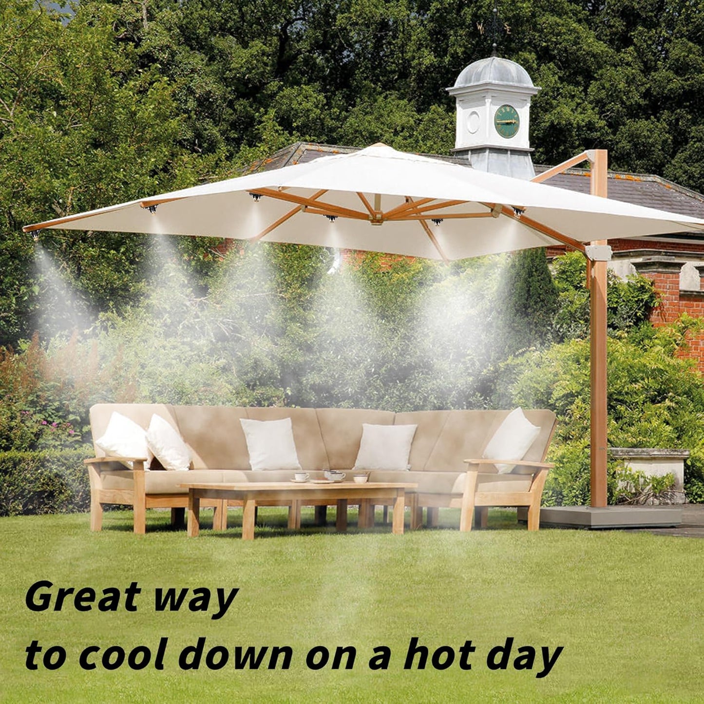 12 Pack Brass Misting Nozzles Outdoor Cooling System with 12 Heavy Duty Misting Nozzle,12 Tees,2 Brass Plugs,2 Black Plugs for Outdoor Cooling system