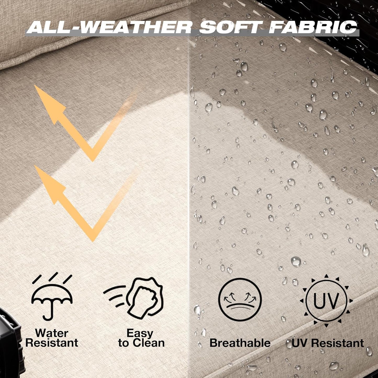 Joyside Wicker Patio Furniture Sets, 3 Pieces Upgraded Large Size Outdoor Furniture with 2 Patio Swivel Chairs and 1 Side Table, Thick Cushions, Wide Armrest