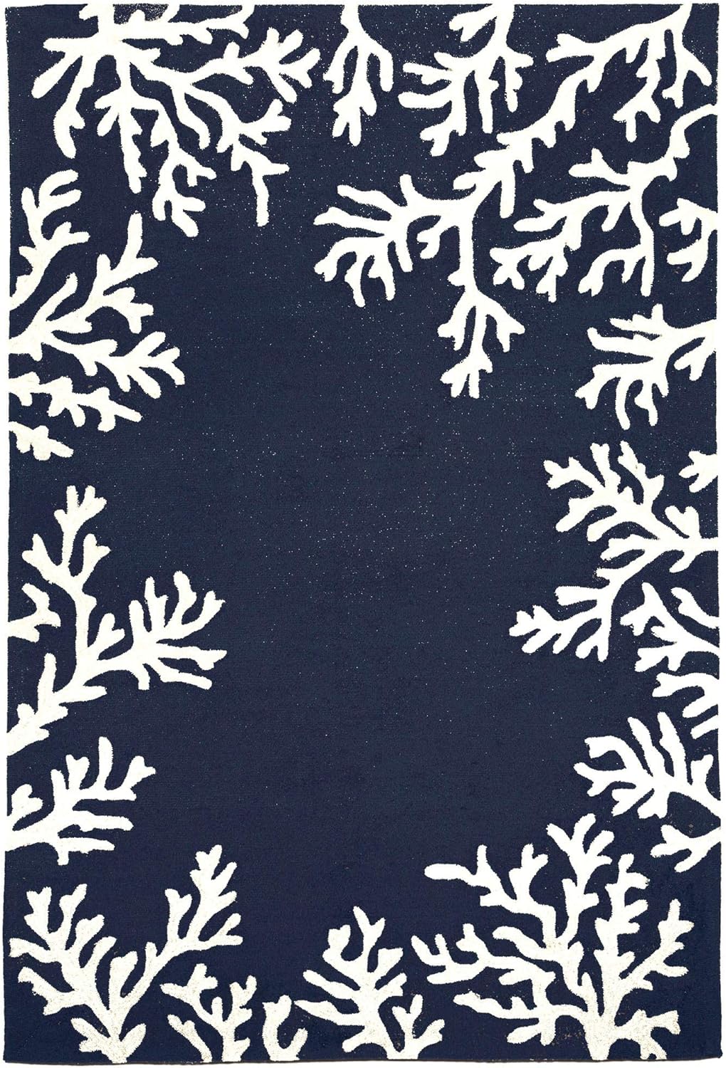 Liora Manne Capri Coastal Coral Border Navy Indoor/Outdoor Rug, 3'6" x 5'6'