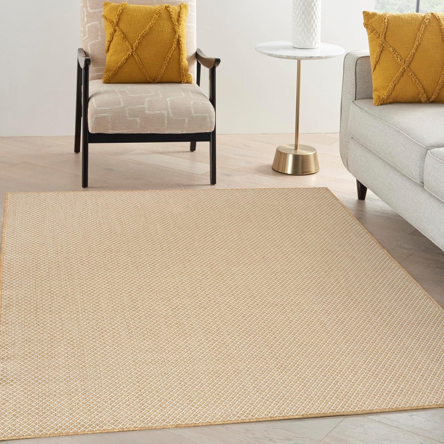 Nourison Home Courtyard Natural 4' x 6' Area Rug - Easy Clean, Non Shedding, Bed Room, Living Room, Dining Room, Kitchen (4' x 6')