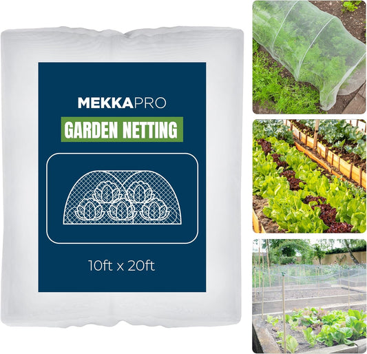 MEKKAPRO XL Garden Protection Netting, 10ft x 20ft Mesh, Insect & Bird Netting for Fruits, Vegetables & Plants