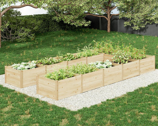 AMERLIFE U-Shaped Raised Garden Bed, 7.5Wx15Dx1.6H Free Combination Outdoor Wooden Raised Garden Bed Planter with 19.6" Depth Planter Box