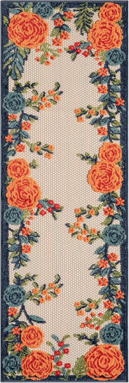 Nourison Aloha Multicolor 2' x 6' Area Rug Easy Clean, Non Shedding, Bed Room, Living Room, Dining Room, Kitchen (6' Runner)