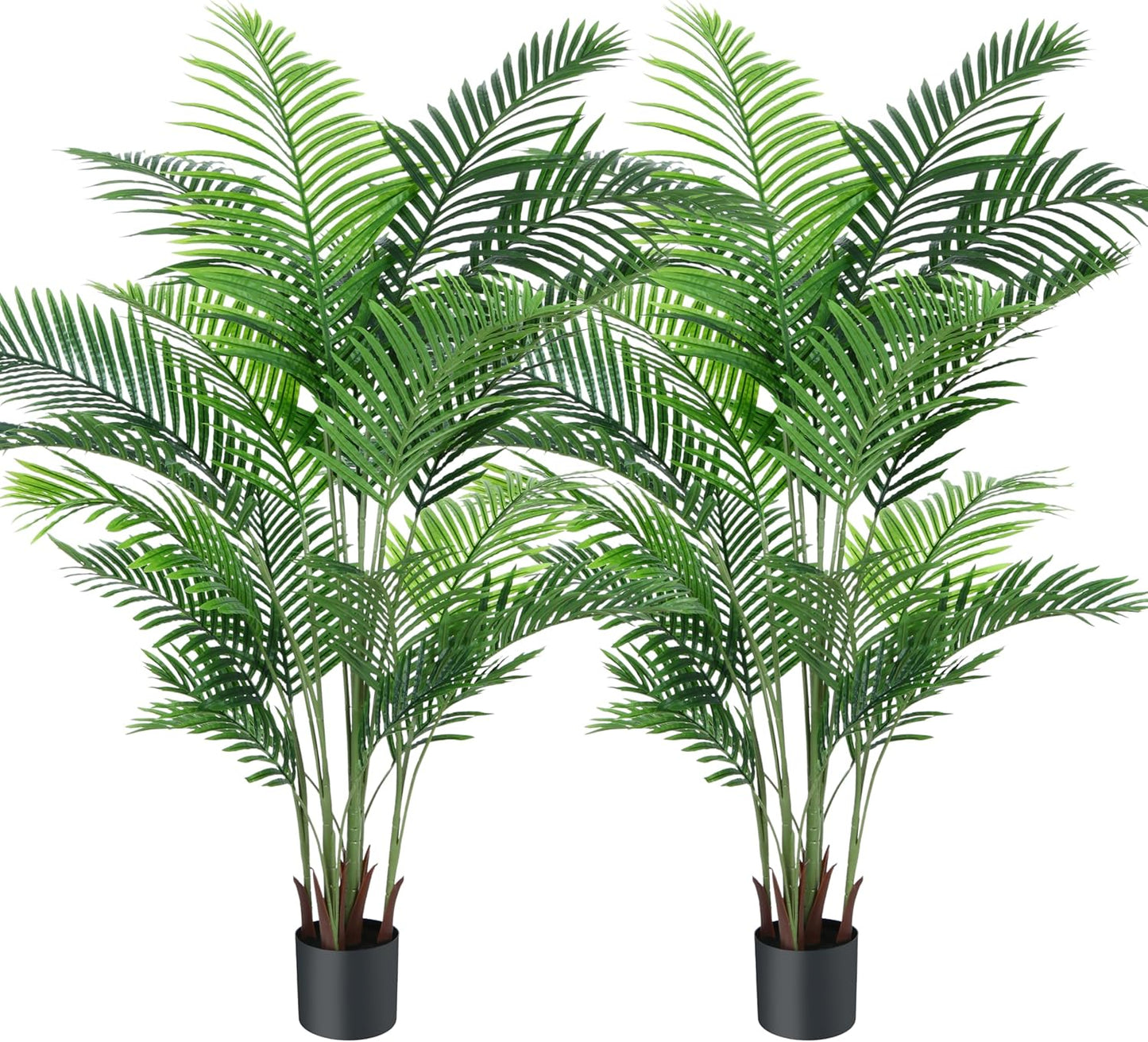 Fopamtri Artificial Areca Palm Tree 6 Foot UV Resistant Fake Palm Plant with 20 Trunks Potted Faux Tree for Indoor or Outdoor Decoration Silk Dypsis Lutescens Plants for Home Office, Set of 2