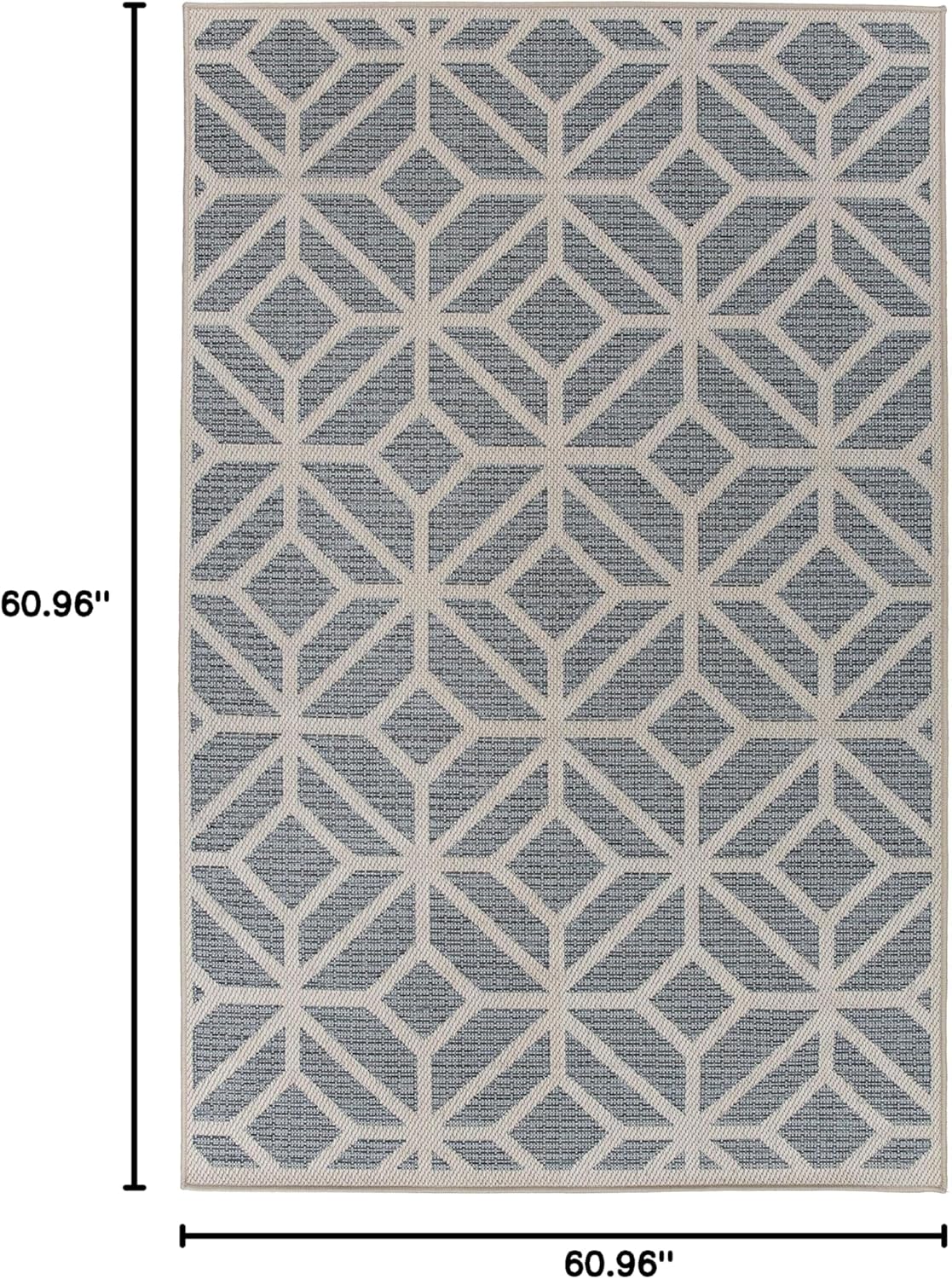 Rugshop Contemporary Geometric Design for Patio Rugs,Deck Rugs,Balcony Rugs Indoor/Outdoor Area Rug 5' x 7' Blue
