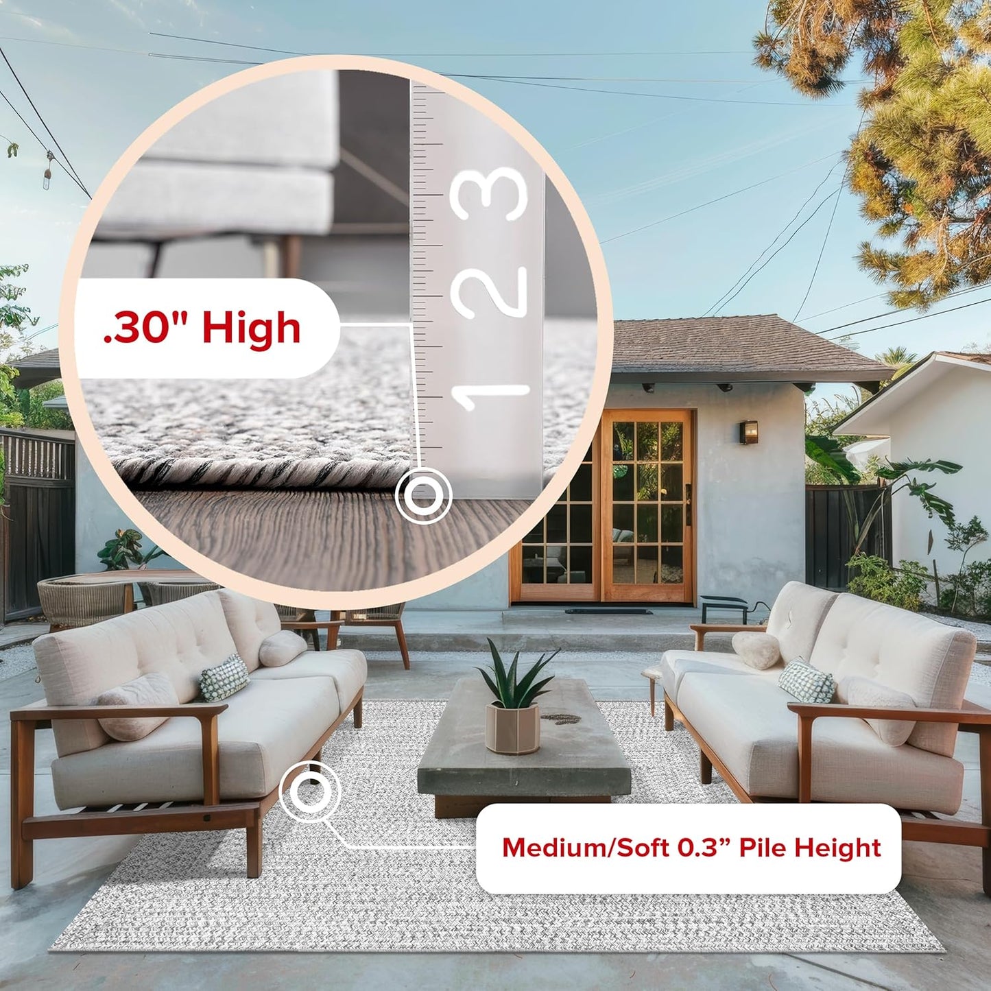 nuLOOM 5' Round Solid Hand Braided Indoor/Outdoor Area Rug, Pet-Friendly, High Traffic, Weather Resistant, for Patio, Balcony, Bedroom, Living, Dining Room, Wynn Salt and Pepper