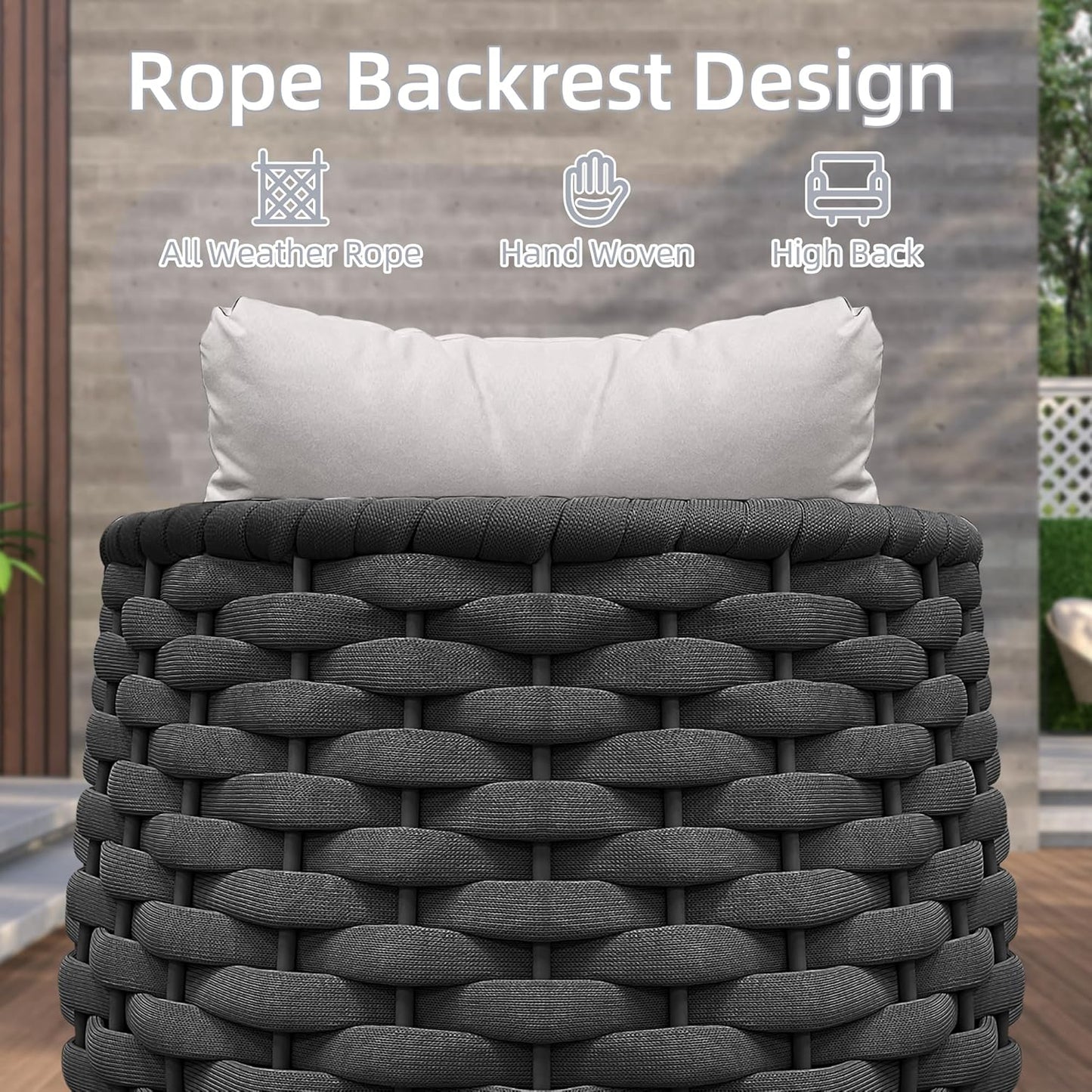 TWT Patio Sofa, All-Weather Textilene Rope Balcony Furniture with Cushions & Pillows, Patio Couch Outdoor Patio Furniture Set for Patio, Balcony, Backyard, Deck, Poolside