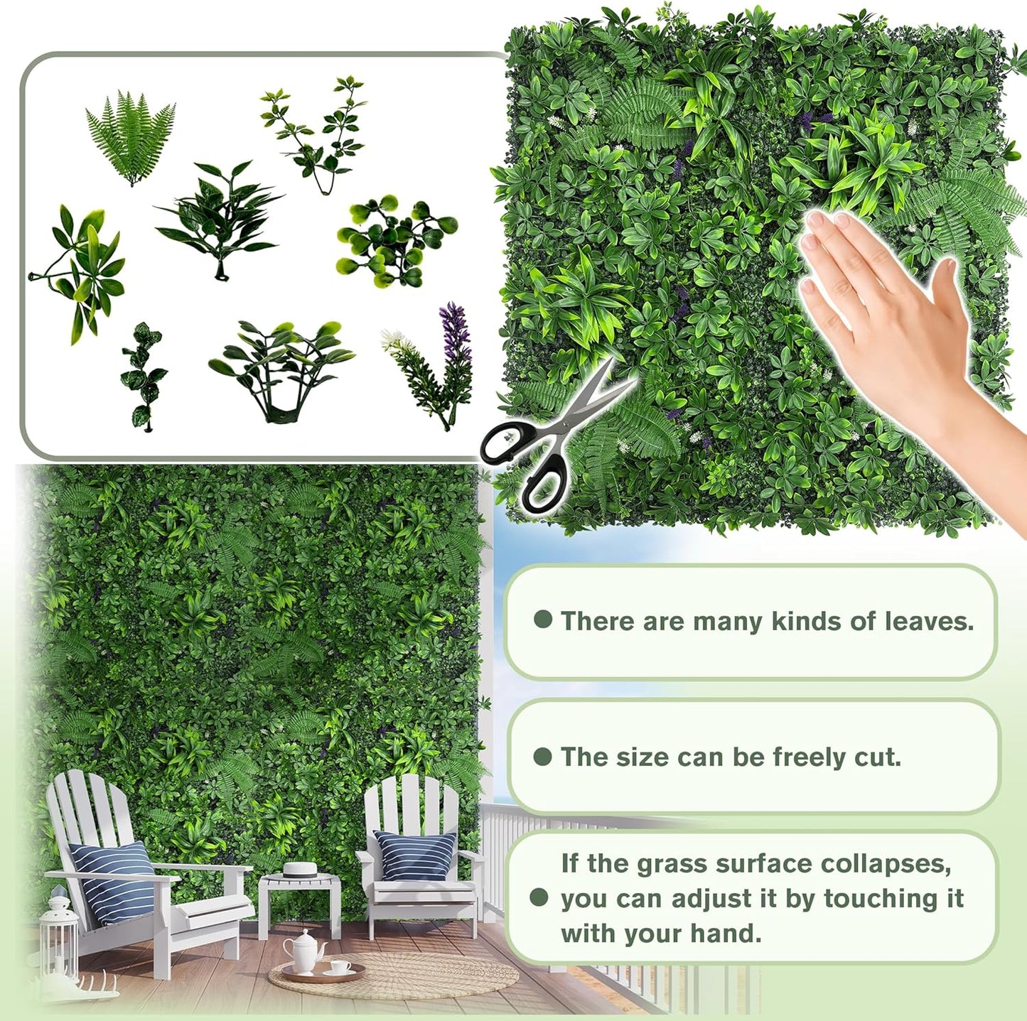 Artificial Green Boxwood Grass Wall Roll: 48"x128"(43 SQFT) UV Protected Ivy Privacy Hedge Fence Screen for Chain Link Fences Panel Indoor,Outdoor Patio Balcony & Garden