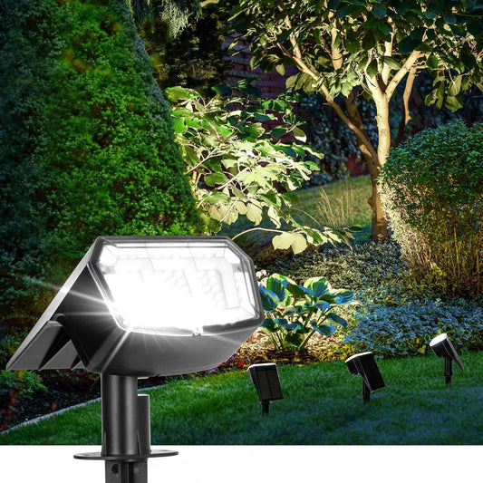 Solar Spot Lights Outdoor Waterproof 2 Pack IP65, 63 LED 3 Lighting Modes Spotlights for Yard Garden House Garage Pathway