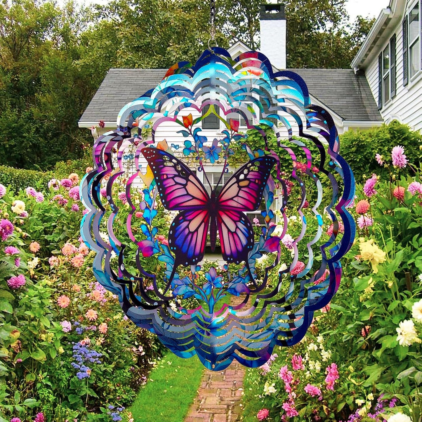 Butterfly Wind Spinners Outdoor - 12 inch from Daughter, Birthday Gifts for Women, Butterflies Outdoor Hanging Wind Sculptures, Garden Decor for Outside, Patio, Yard, Lawn, Balcony