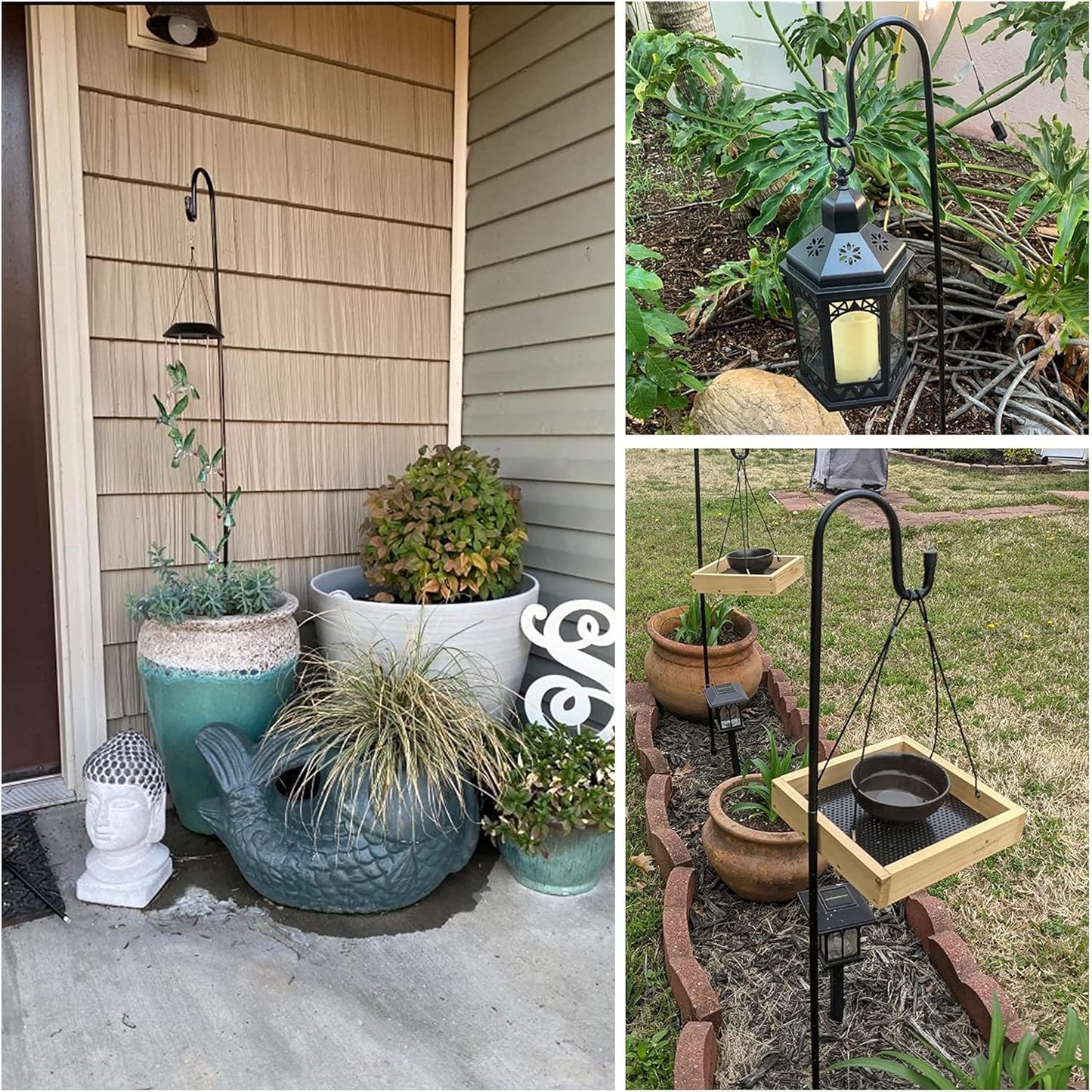 Ottsuls Shepherd-Hooks 60" Adjustable for Bird-Feeder Lantern Plant-Hook Garden-Stake - Plant Stand Hanger for Outdoor Flower Basket, Bird Feeder Hanger Weddings Decor (2 Pack)