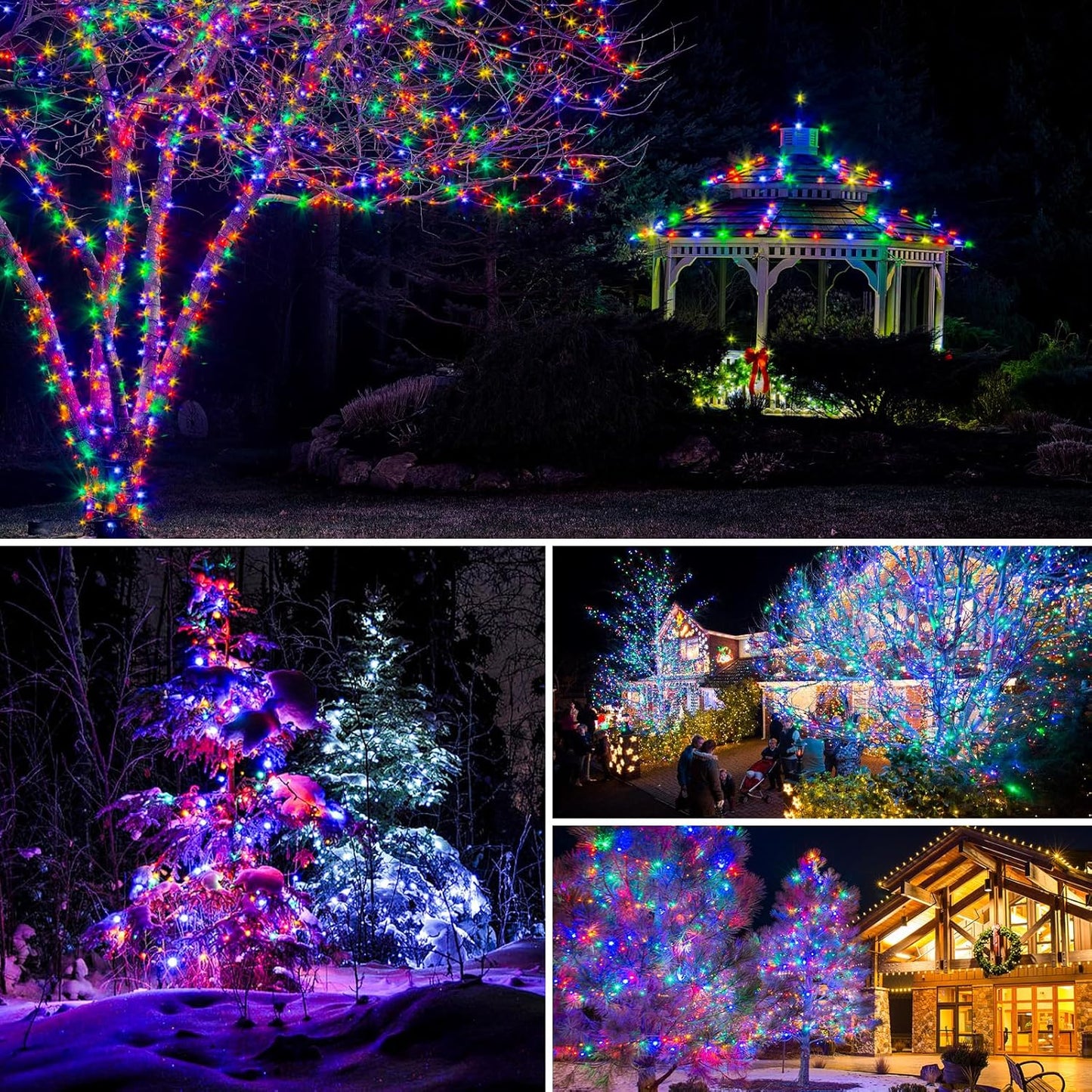 2 Pack Solar String Lights for Outside - 160LED 66FT Solar Fairy Lights Outdoor Waterproof 8 Modes, Copper Wire Solar Powered Twinkle Lights for Tree Garden Christmas Wedding Party Decor, Multicolor