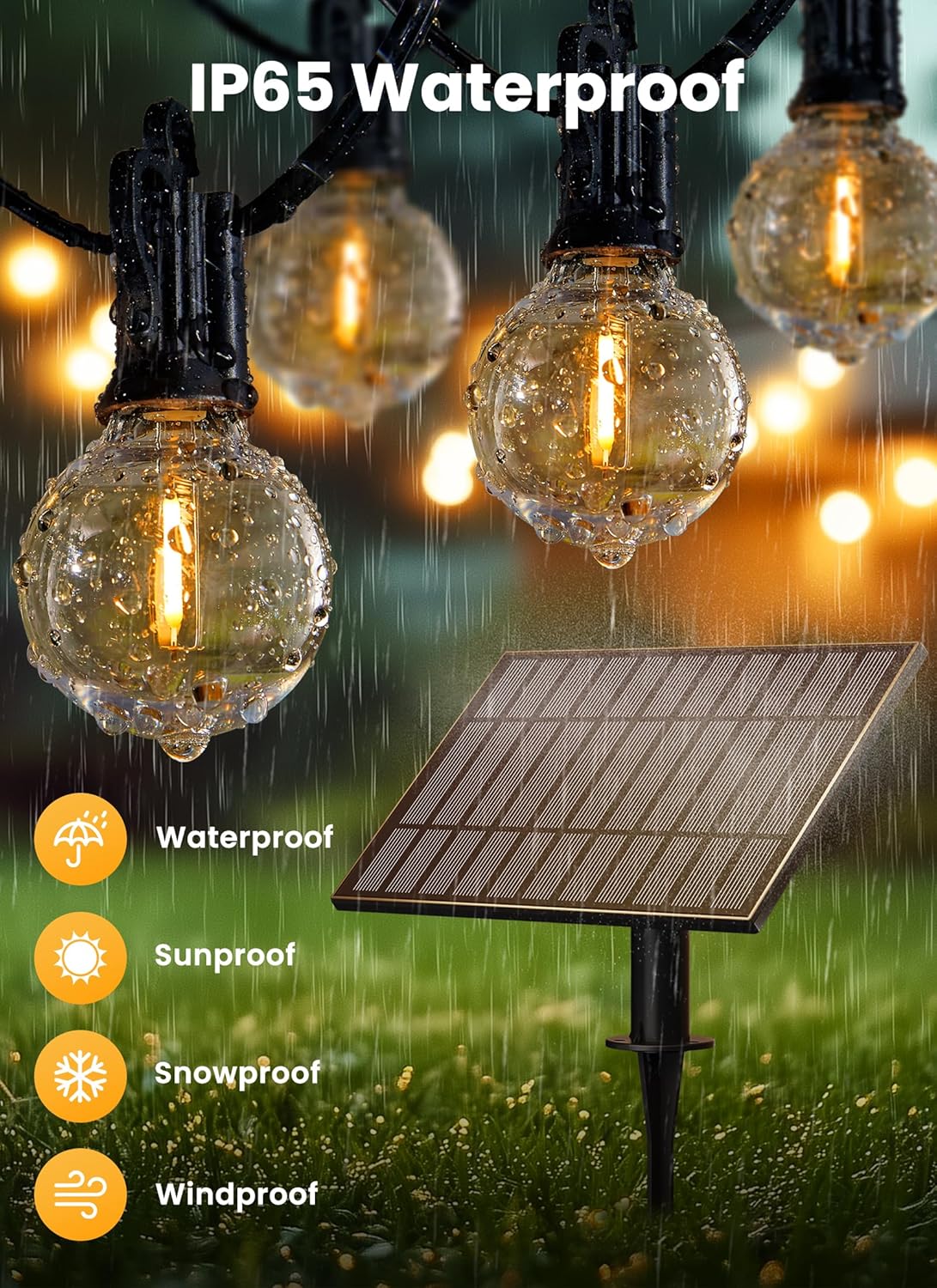 Brightown 208FT Solar String Lights Outdoor with Remote and 102 LED Shatterproof Bulbs, Dimmable & Timable, 3 Light Modes, Solar Patio String Lights Outdoor for Cafe, Garden, Deck, Outside Wedding