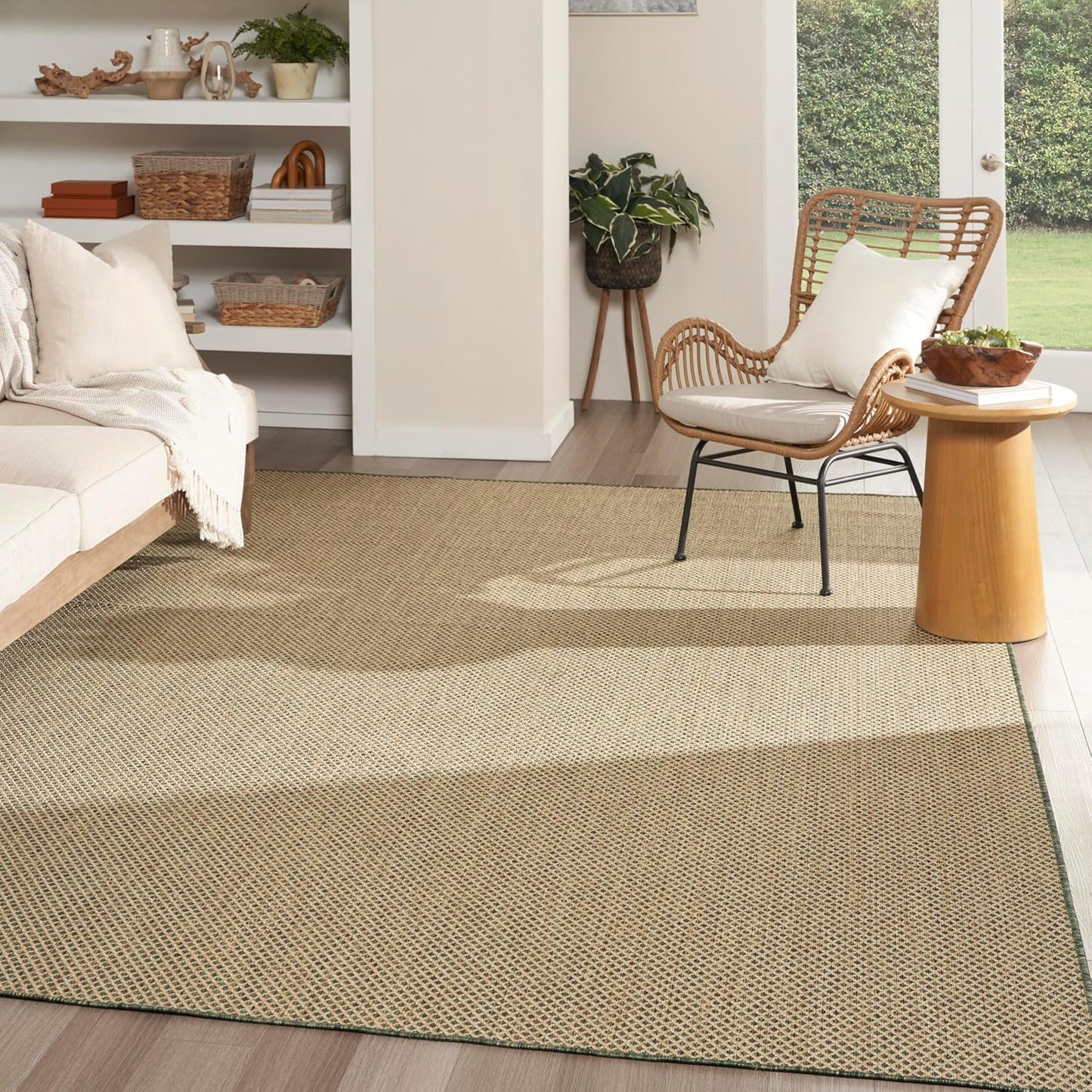 Nourison Home Courtyard Green 9' x 12' Area Rug - Easy Clean, Non Shedding, Bed Room, Living Room, Dining Room, Kitchen (9' x 12')
