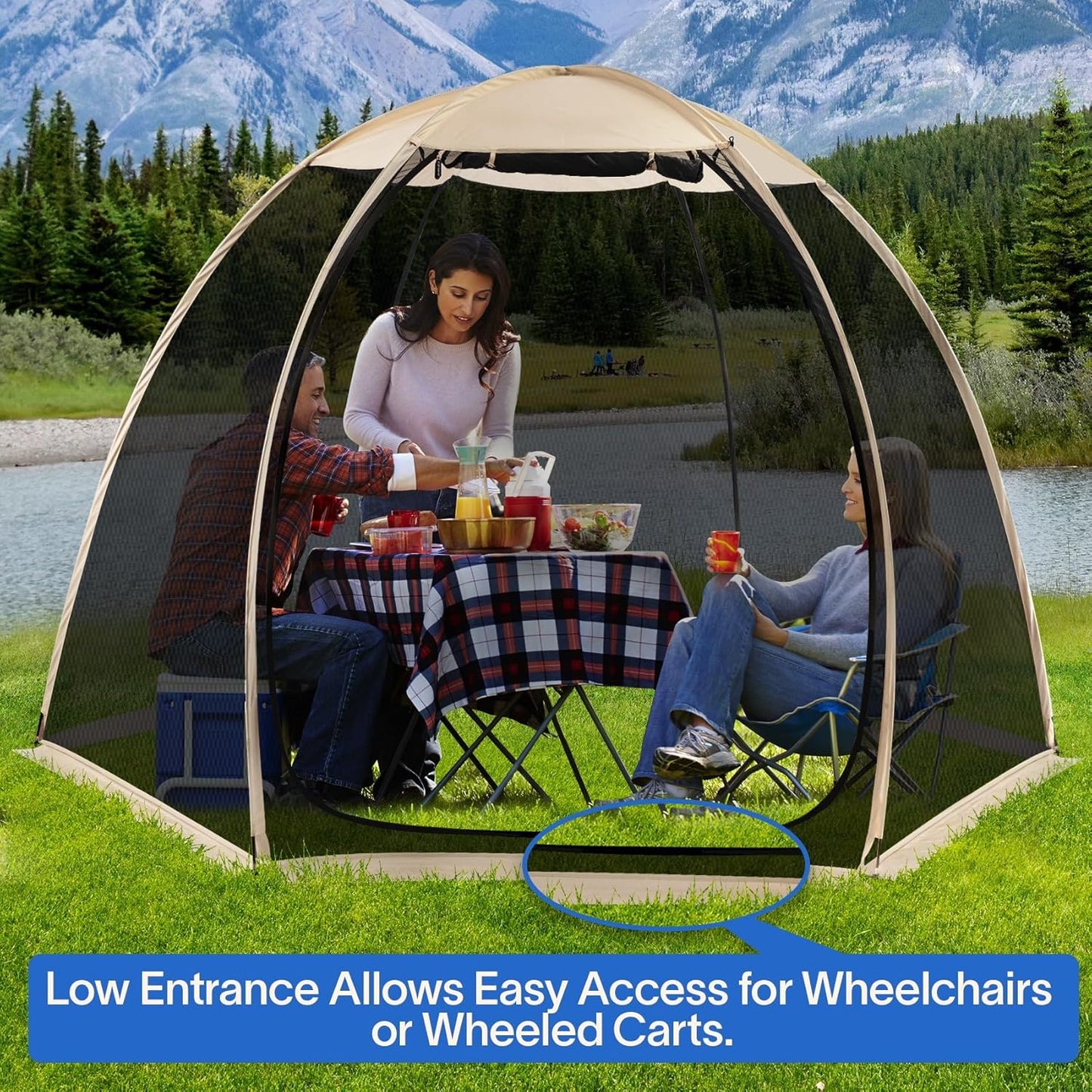 Alvantor Screen House Gazebo, 6-10-15 Person Pop Up Igloo Screened Canopy Tent with Mosquito Netting Sides, Instant UV Resistant Sun Shelter for Garden, Patio, Backyard