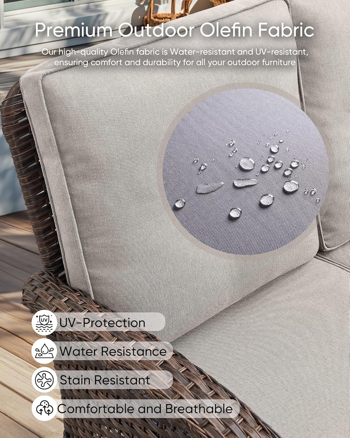 HUMMUH 7-Piece Outdoor Patio Furniture with Fire Pit Set,Wicker Patio Sofa Set Outdoor Rocking Chairs with Ottomans for Backyard,Poolside,Deck