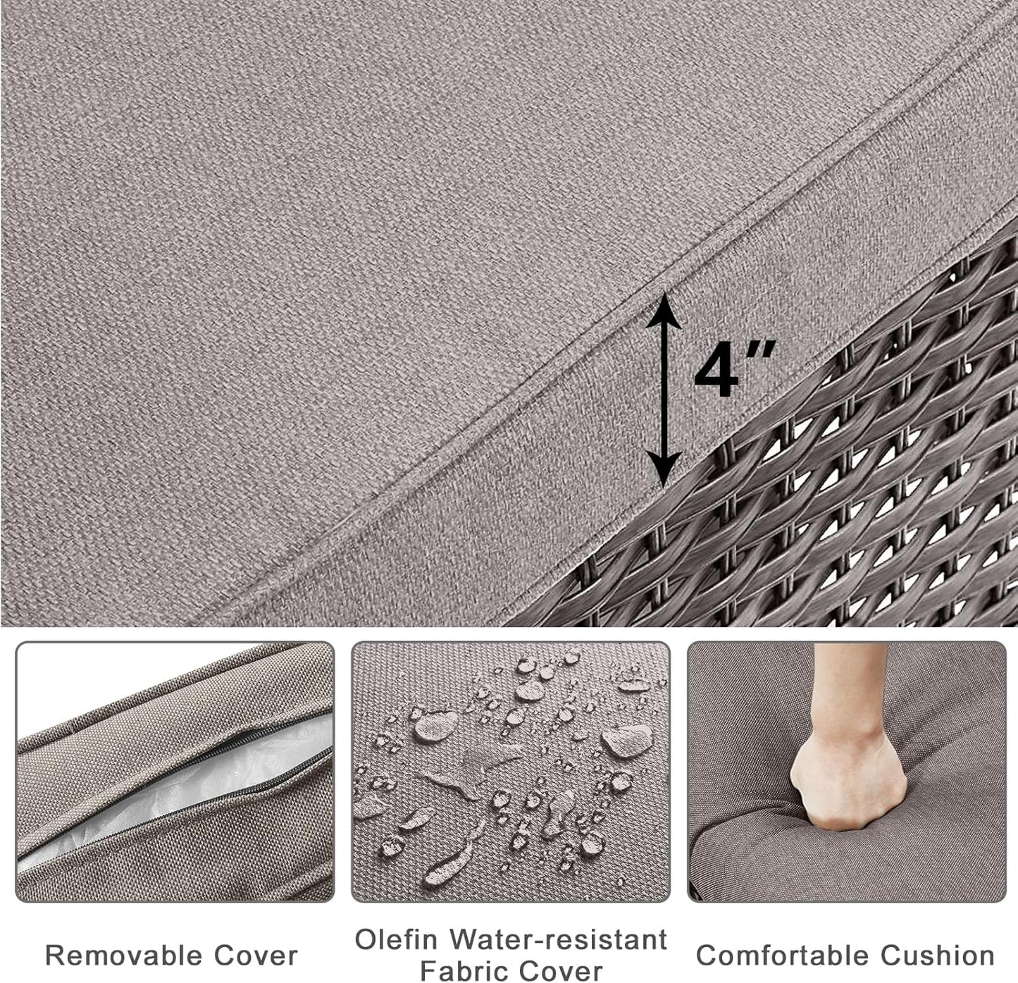 HUMMUH 5-Piece Patio Furniture PE Wicker Outdoor Conversation Set,All-Weather Rattan Swivel Chairs Outdoor Glider Couch for Backyard,Poolside,Deck