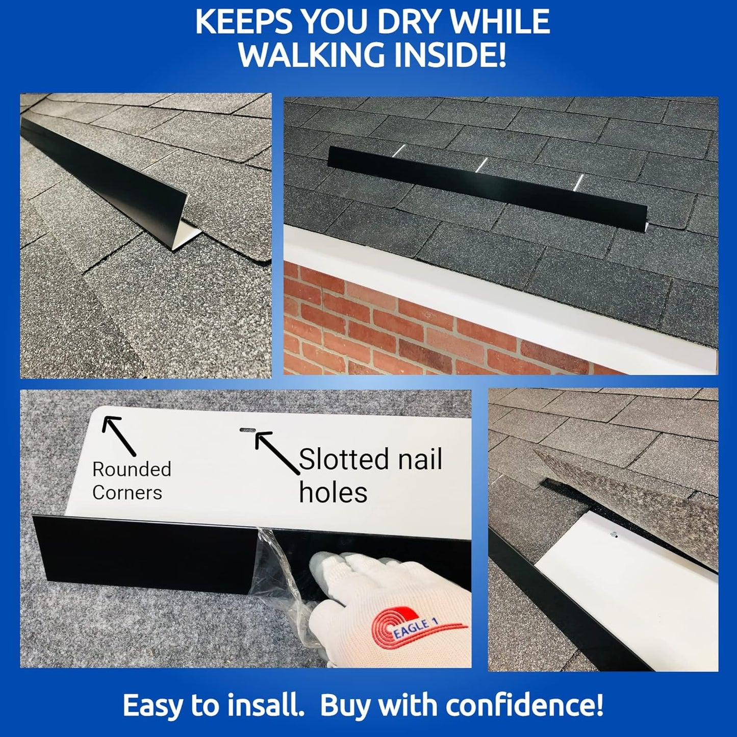 Eagle 1-26 Gauge 5 Foot Rain Diverter - Nails and Instructions Included (Mill Finish Aluminum, Copper, Galvanized, Stainless Steel & More) (3, Mill Finish Aluminum)