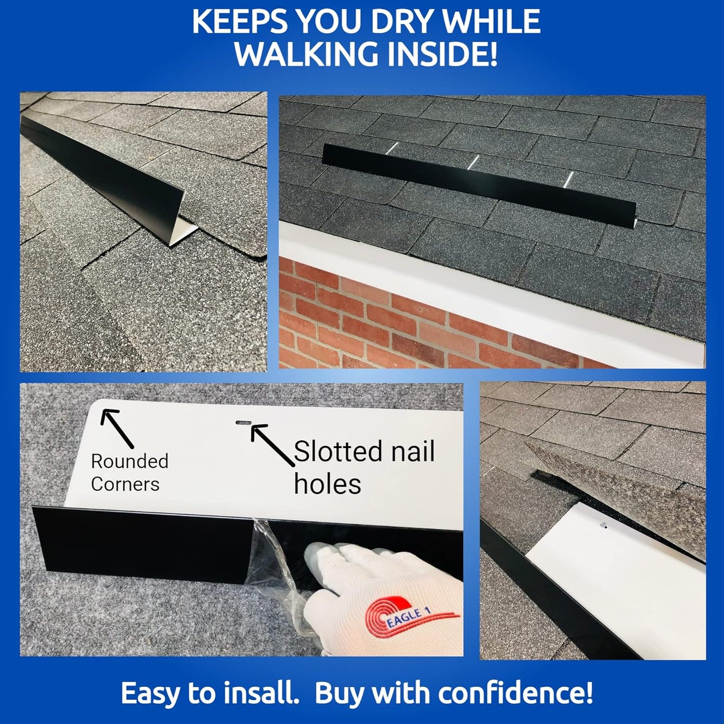 Eagle 1-26 Gauge 5 Foot Rain Diverter - Nails and Instructions Included (Mill Finish Aluminum, Copper, Galvanized, Stainless Steel & More) (1, Hawaiian Blue)