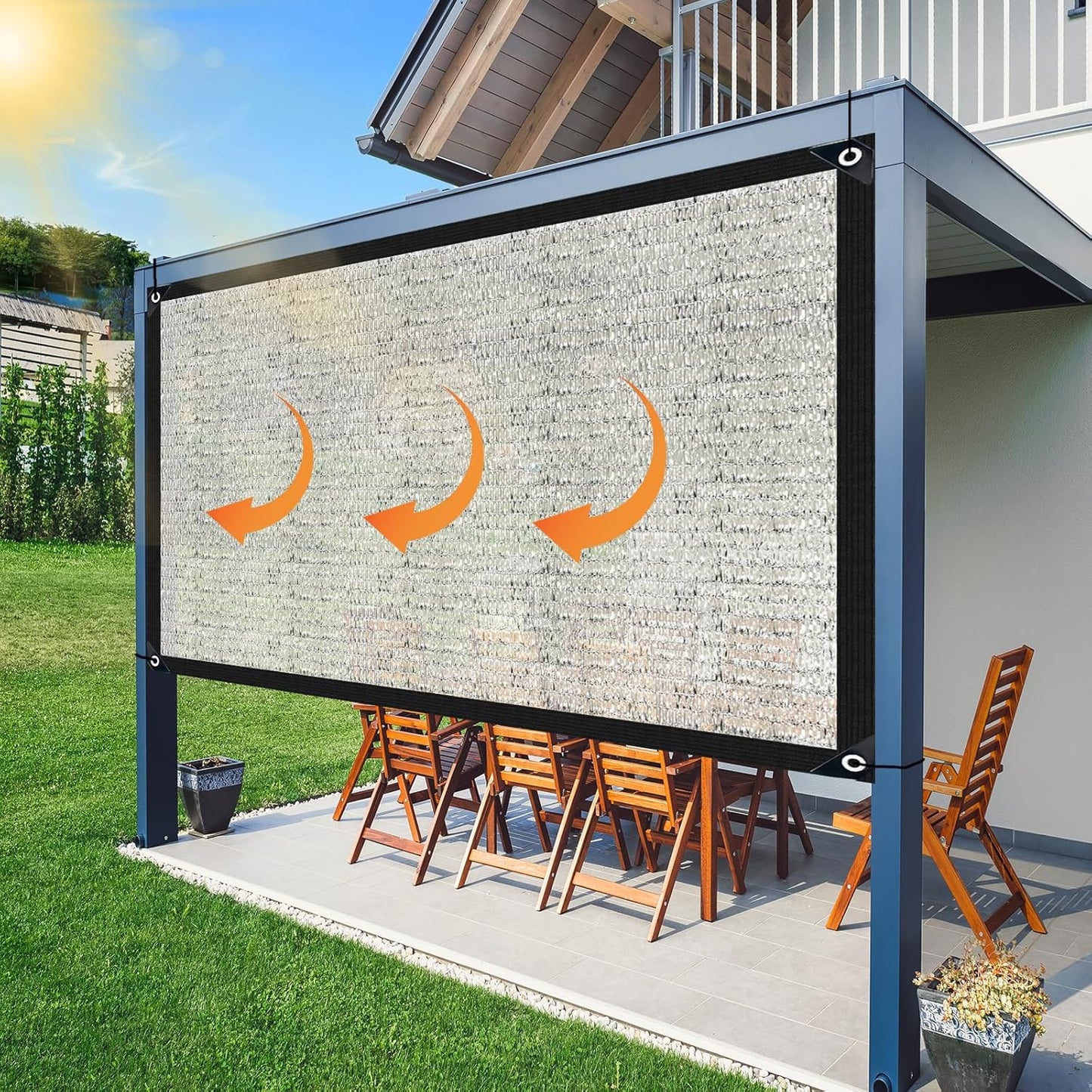 Shade Cloth-80% Aluminum Sunblock Neting,Durable Mesh Tarp with Grommets,Shade Cloth for Garden,Car, Outdoor Pergola,Greenhouse,Chicken Coop and Dog Kennel(Silver)