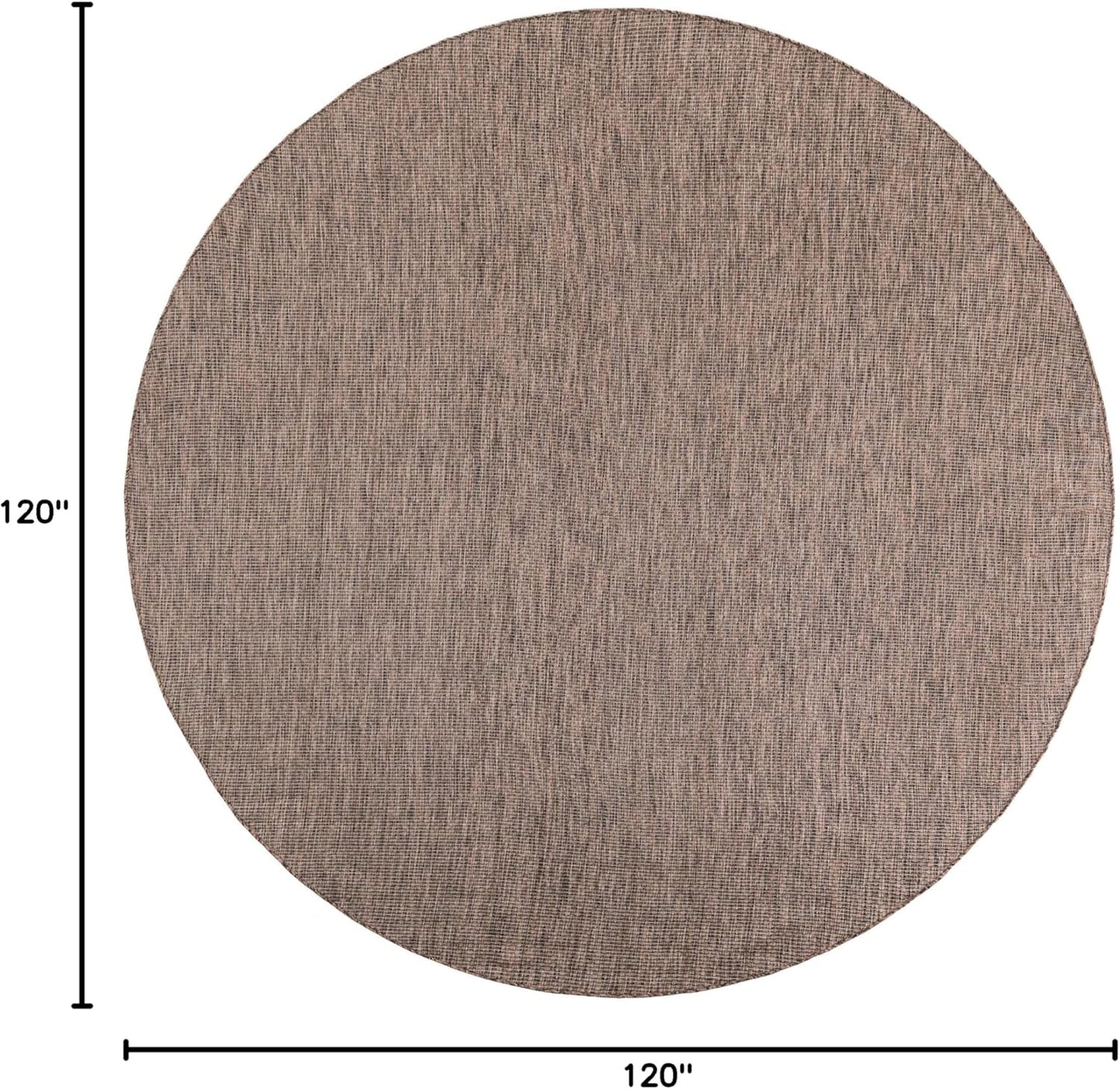 Unique Loom Outdoor Solid Collection Area Rug (10' Round Light Brown/Ivory)