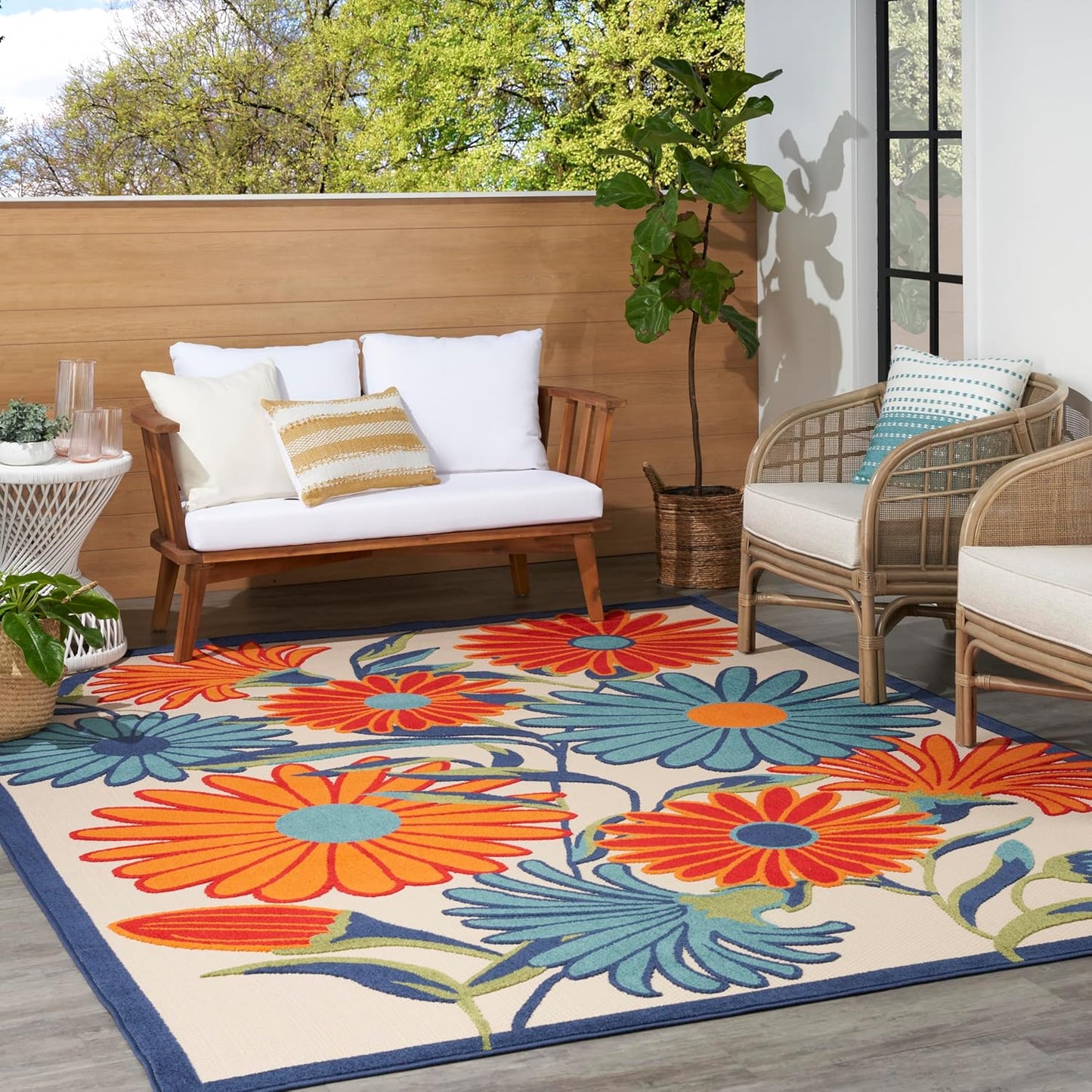 Nourison Home Aloha 6' x 9' Multicolor Fabric Contemporary Area Rug (6' x 9')