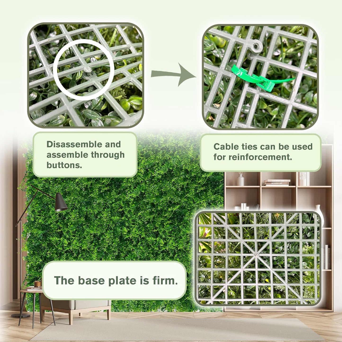 Greenery Faux Grass Wall Backdrop 60"x128" (53.5 SQFT) UV-Anti Artificial Green Boxwood Panel for Patio Balcony Privacy & Ivy Fence Covering Privacy, Garden, Backyard Wall Backdrop Decor