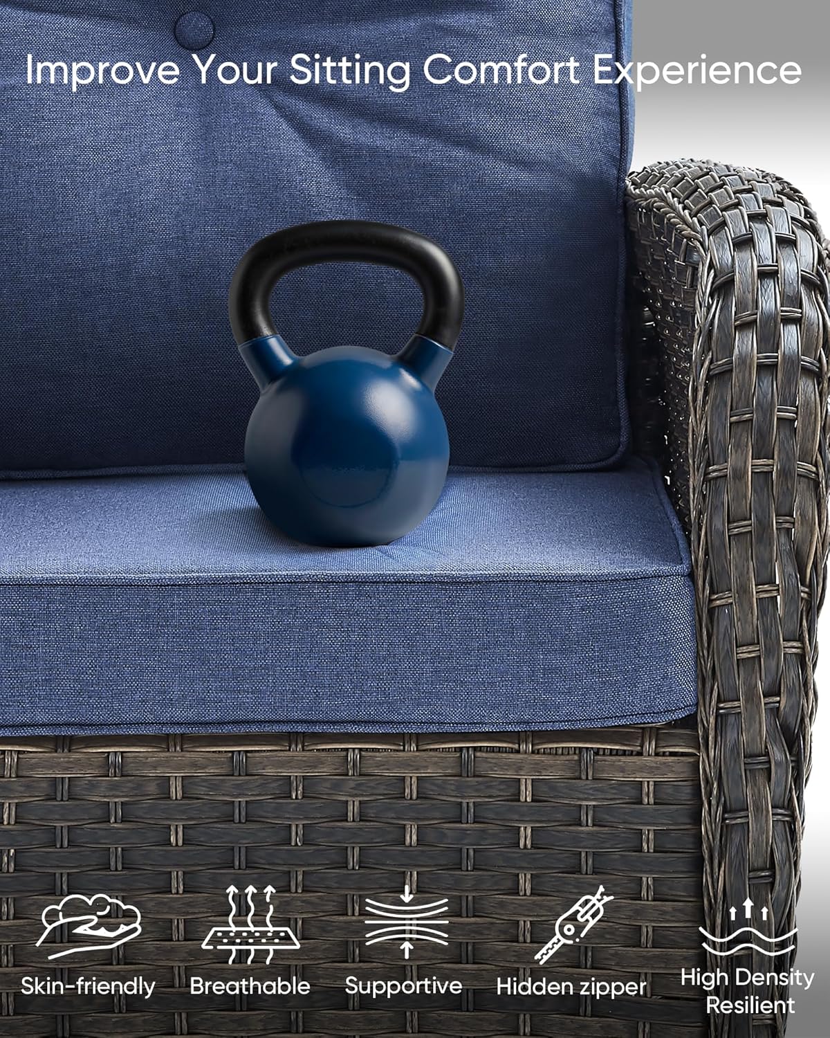 HUMMUH 5-Piece Patio Furniture PE Wicker Outdoor Conversation Set,All-Weather Rattan Swivel Chairs Outdoor Glider Couch for Backyard,Poolside,Deck