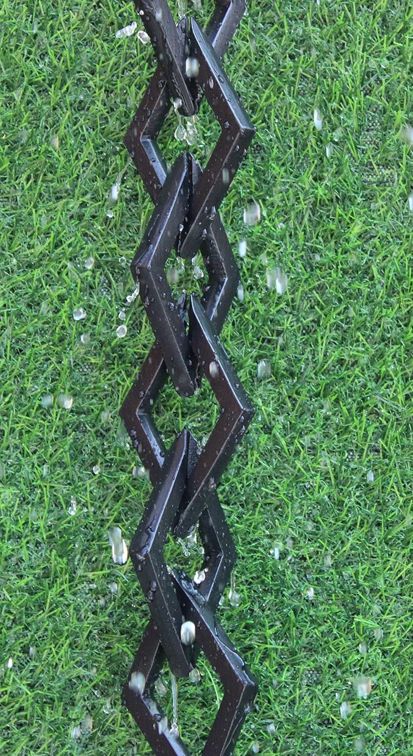 KAM Home Diamond Links Rain Chain with Installation Kit (Black, 13)