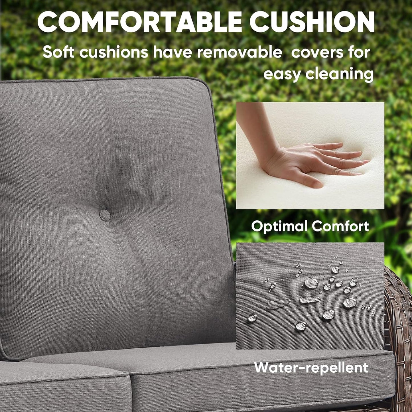 HUMMUH 4-Piece Patio Furniture Wicker Outdoor Conversation Set,All-Weather Rattan Outdoor Sofa Set Patio Chairs Coffee Table for Backyard,Porch,Deck