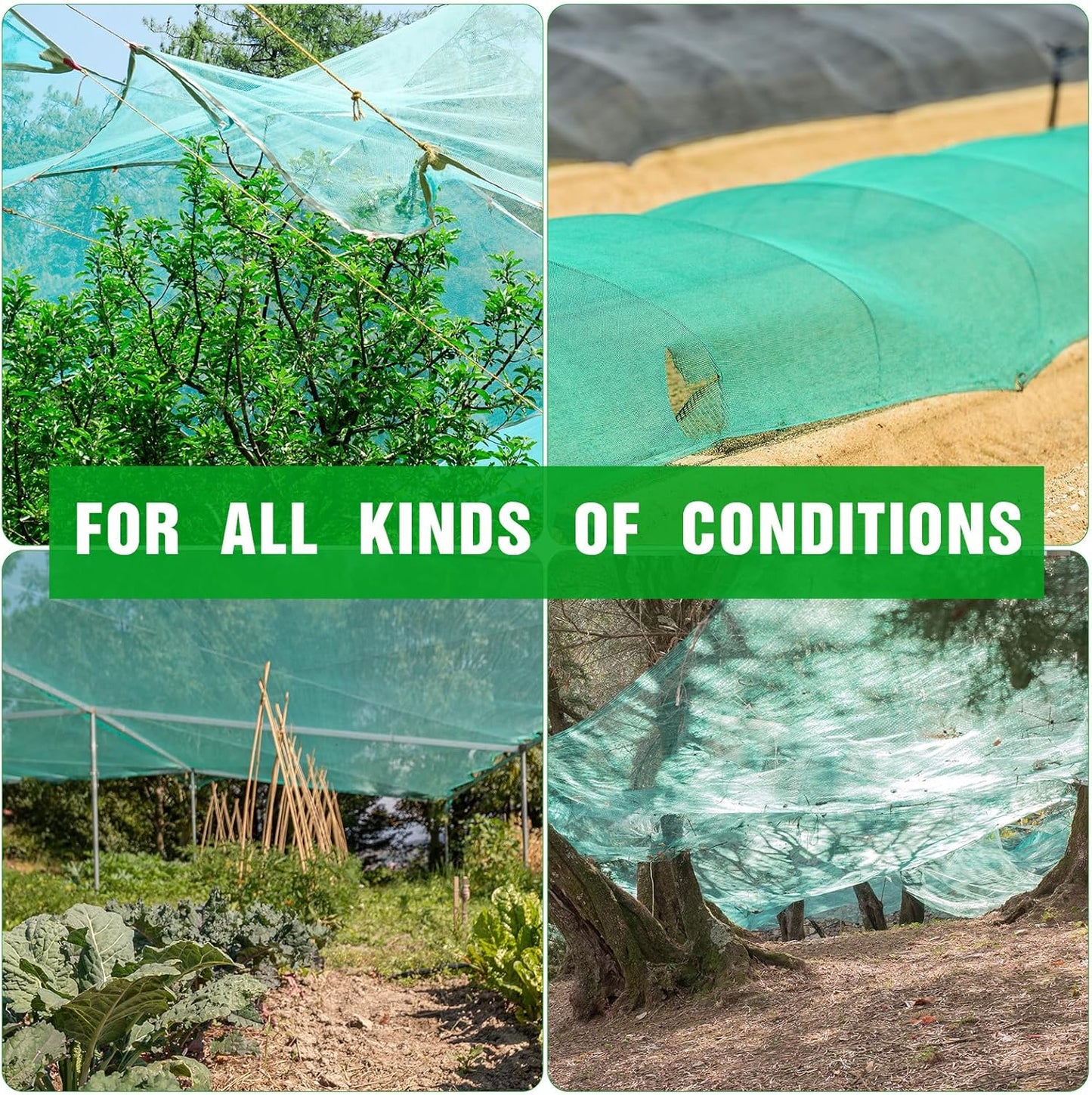 Woanger 10 x 100 ft Garden Mesh Netting Ultra Fine Plant Covers Garden Netting to Protect Vegetable Plants Fruits Flowers Crops Greenhouse Row Cover Patio Barrier Screen Protection Net (Green)