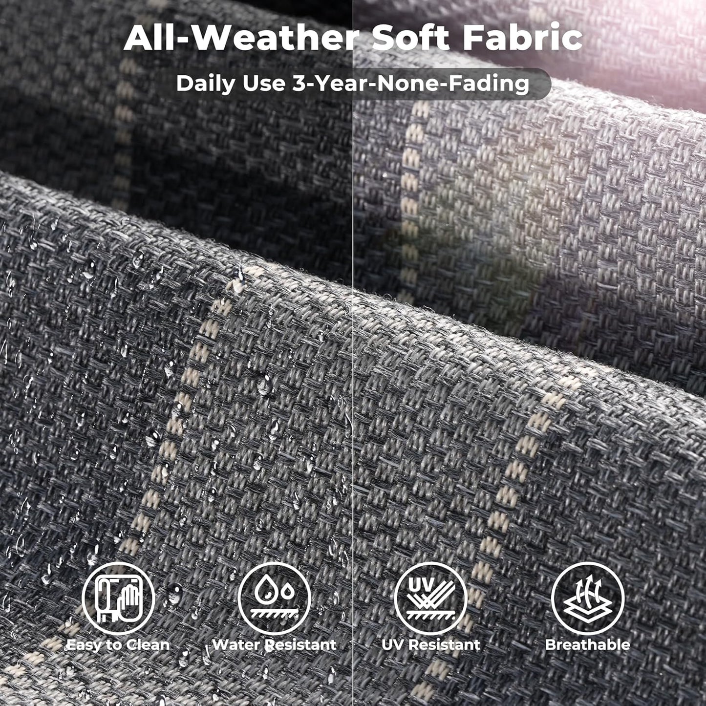 ovios 13 Pieces Patio Furniture Set, Outdoor Wicker Sectional Sofa with 42 Inch Fire Pit Table Comfy Cushions, Modern Modular Deep Seat Rattan Couch Conversation Set, Dark Gray Stripe