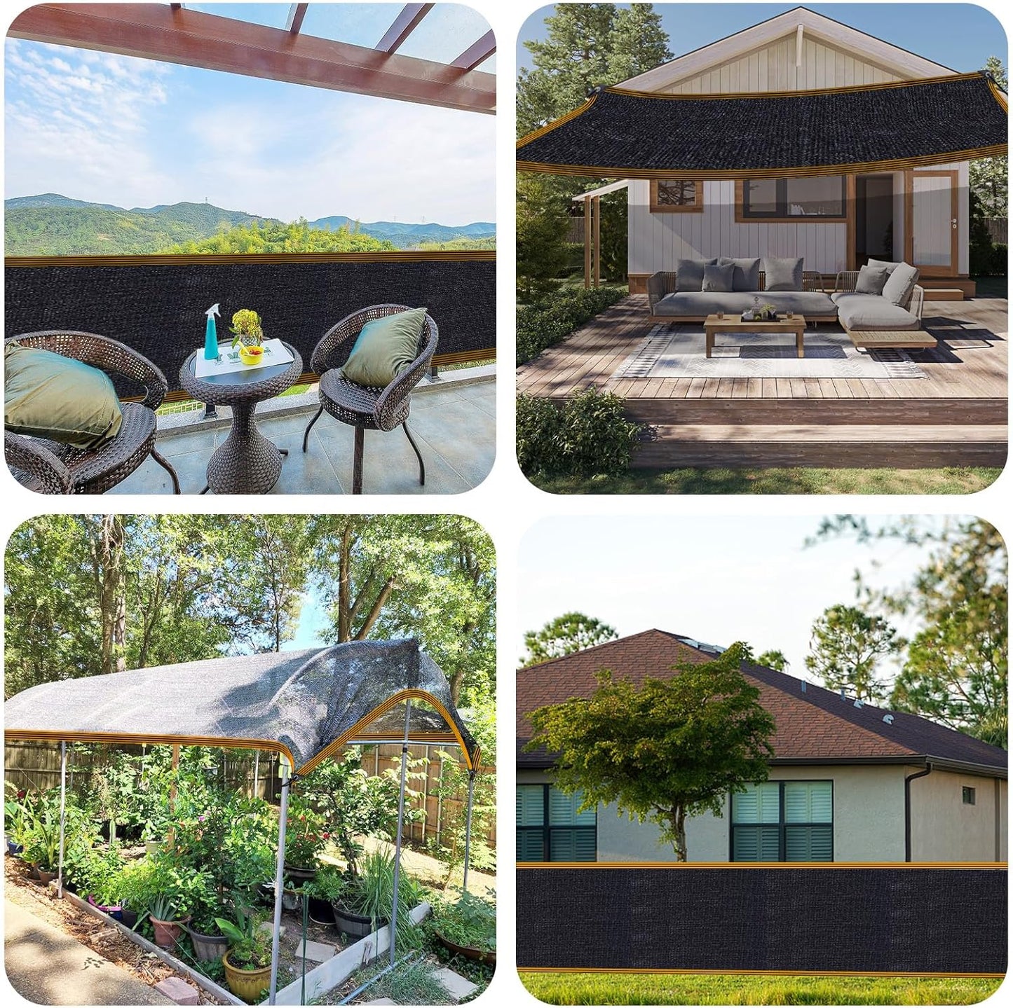 QLOFEI 60-70% Shade Cloth with Grommets, Sunblock Shade Sail Mesh Tarp for Plant Greenhouse, Easy to Hang Shade Cloth for Patio Kennel Chicken Coop Lawn Garden Shade Neting Cover, 10x14 FT