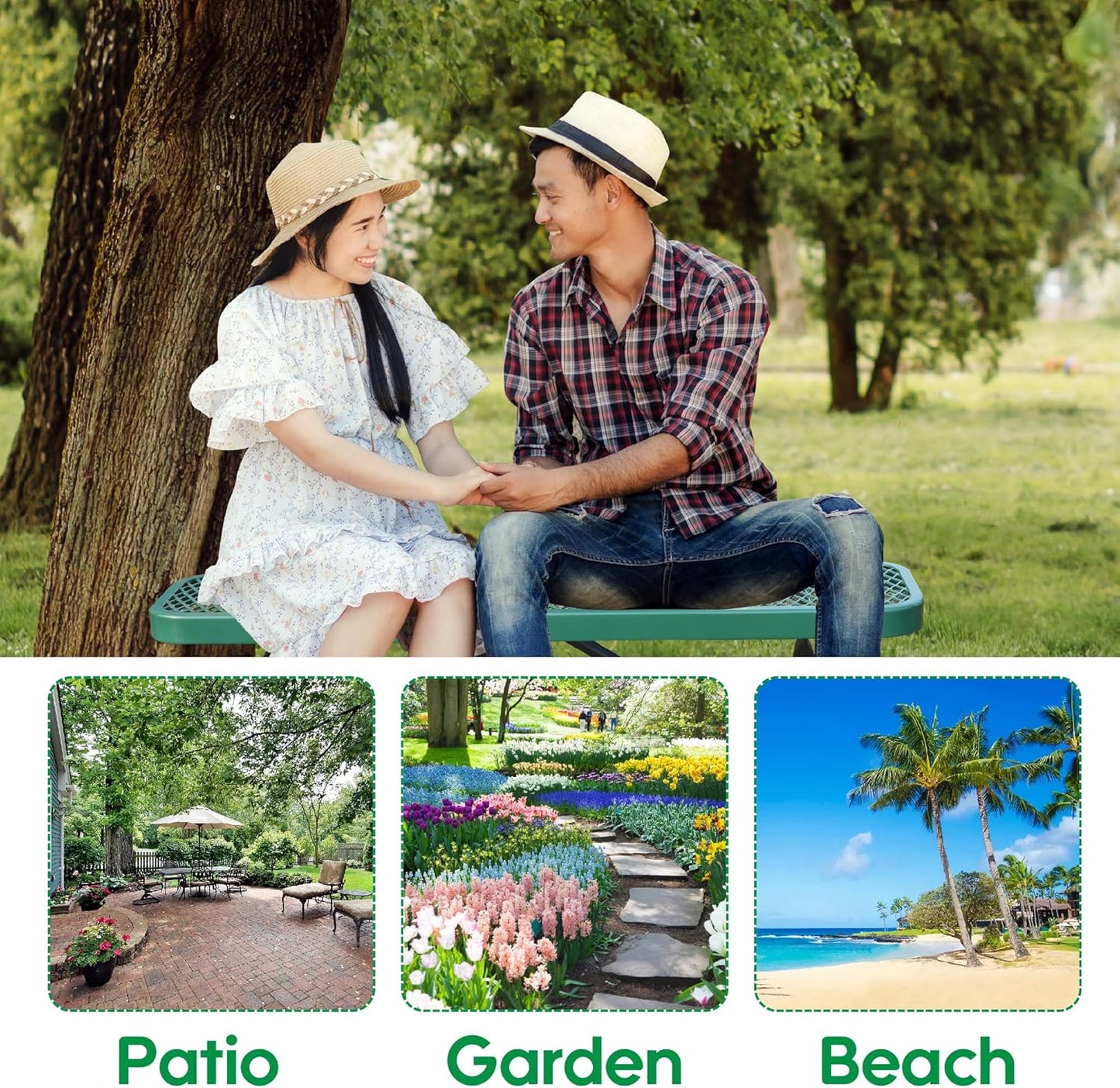 6 Feet Heavy Duty Metal Park Bench for Outside, Outdoor Bench with Portable Frame, Commercial Benches for Shopping Mall, Store, Park, Patio, Deck, Green