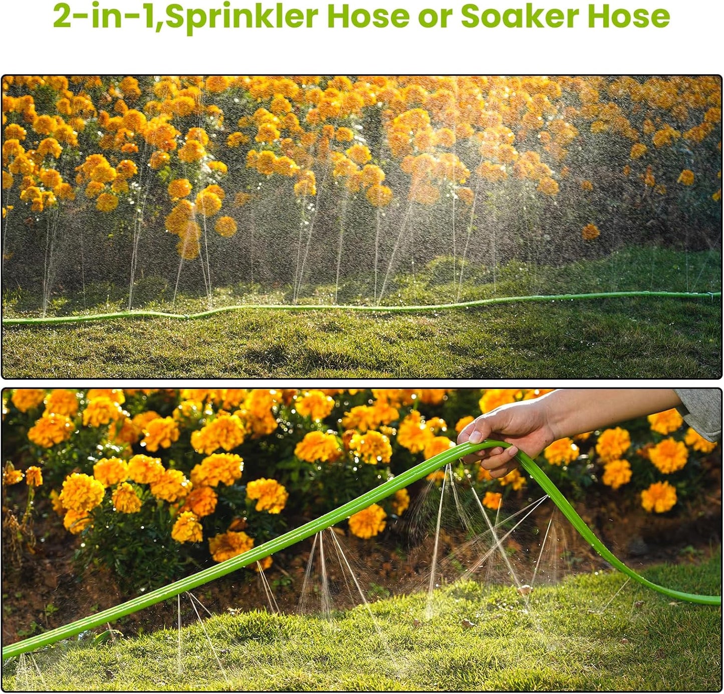 Sprinkler Soaker Hose 75FT, Watering Soaker Hose with Holes, High-Efficiency Sprinklers System for Garden and Lawn with Staples