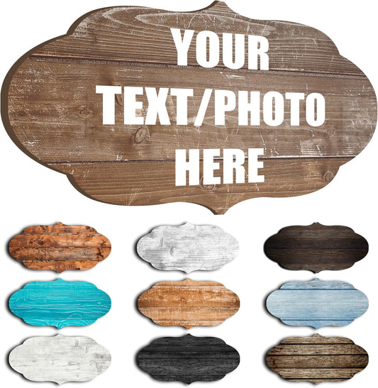 Custom Personalized Wood Text Signs, 3 Sizes, 30 Fonts, 9 Wood Colors, Custom Patterns - Blank Shaped Wood Signs, Farmhouse Decorative Wood Signs, Home, Kitchen, Rustic Wall Decor.