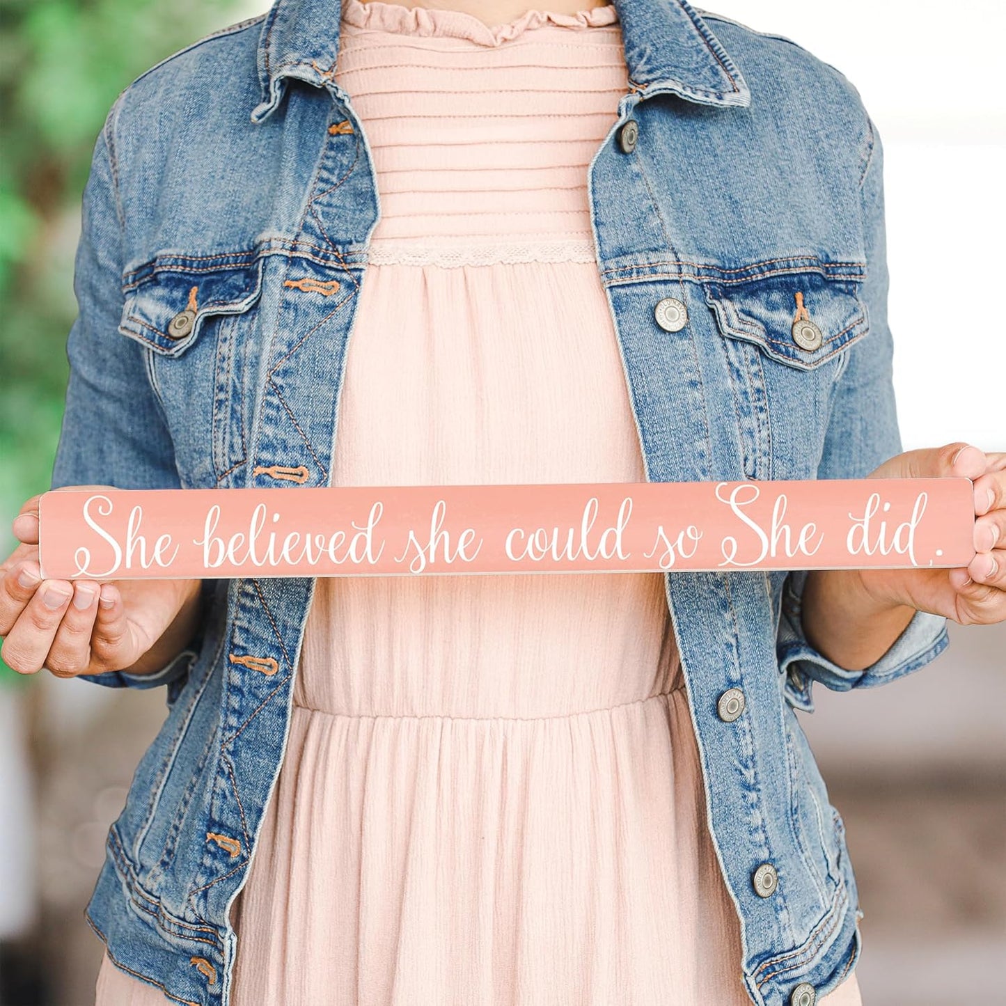 Simply Said, INC Talking Sticks 16" x 1.5" Wood Sign TLK1340 - She Believed She Could So She Did
