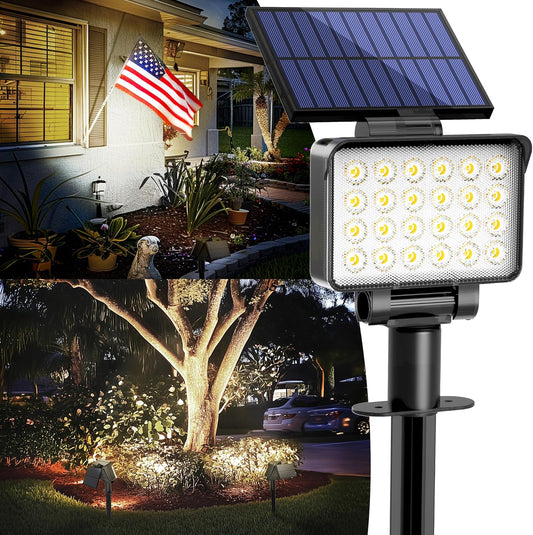 Solar Spot Lights Outdoor Waterproof for Flag, Tree, House, Garden, Yard, Landscape Spotlights for Accent Uplighting Decorations-4 Pack, Natural Light